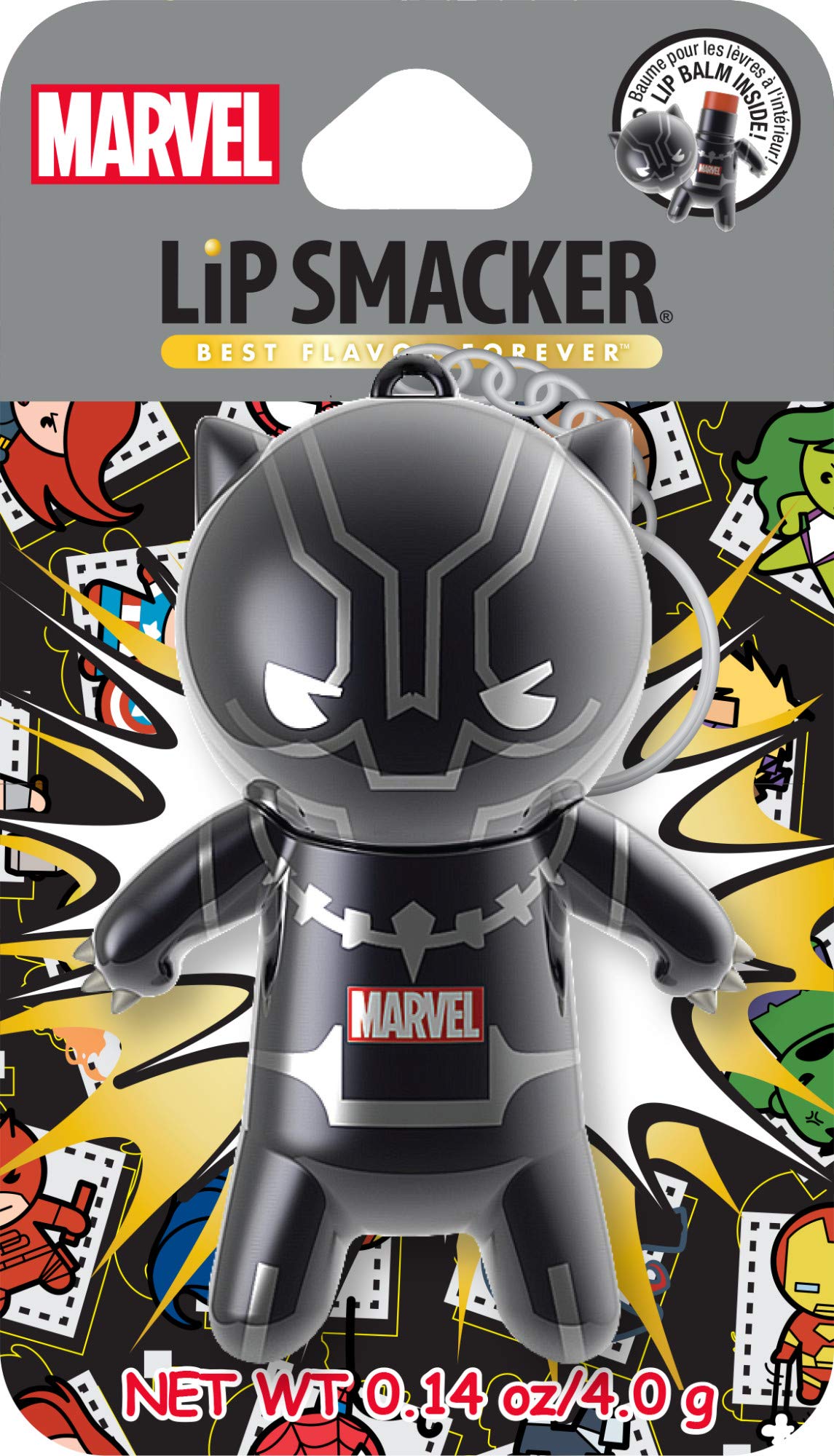 Lip Smacker Marvel Lip Balm Keychain, Clear & Glossy, Fun & Giftable, Cruelty Free - Black Panther Lip Smacker uk supplements