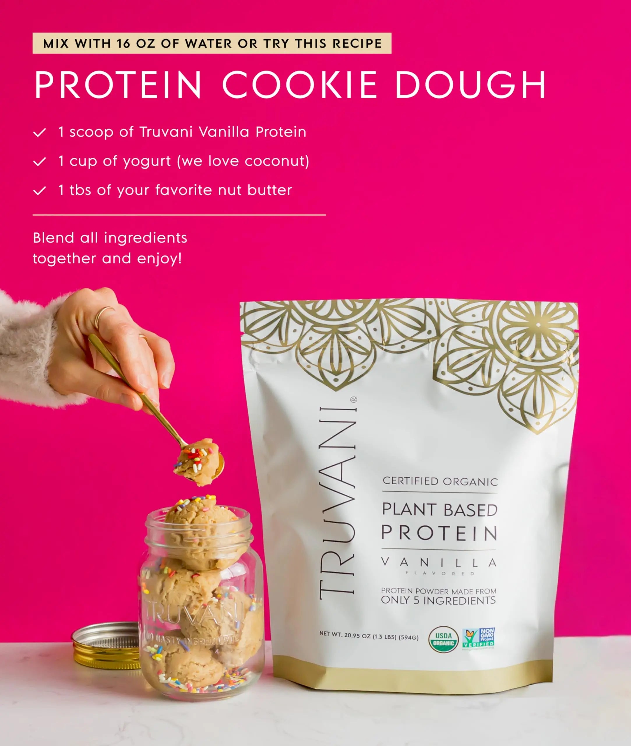 Truvani Organic Plant Based Protein Powder | Vanilla | 20g Pea Protein | 18 Servings | Vegan & Keto | Gluten & Dairy Free | Low Carb | No Added Sugar Truvani uk supplements