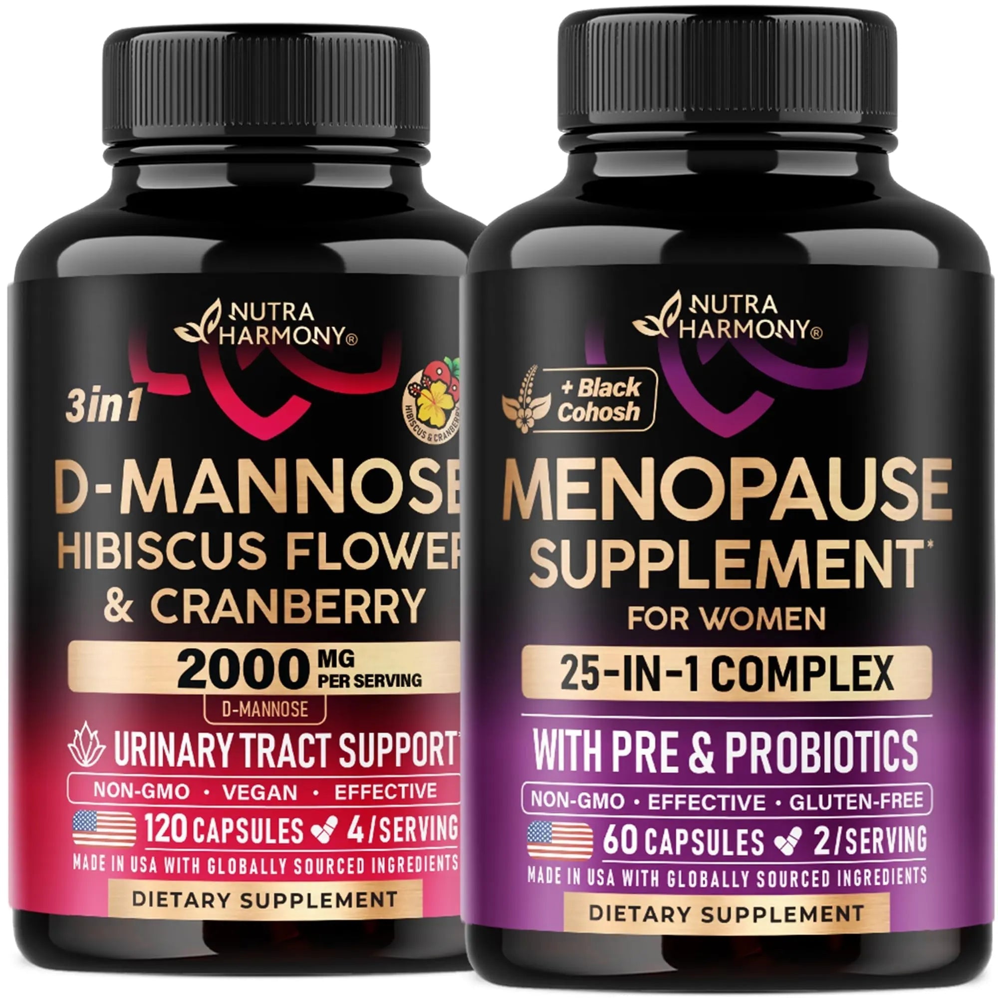 NUTRAHARMONY D-Mannose with Cranberry & Menopause Capsules NUTRAHARMONY uk supplements