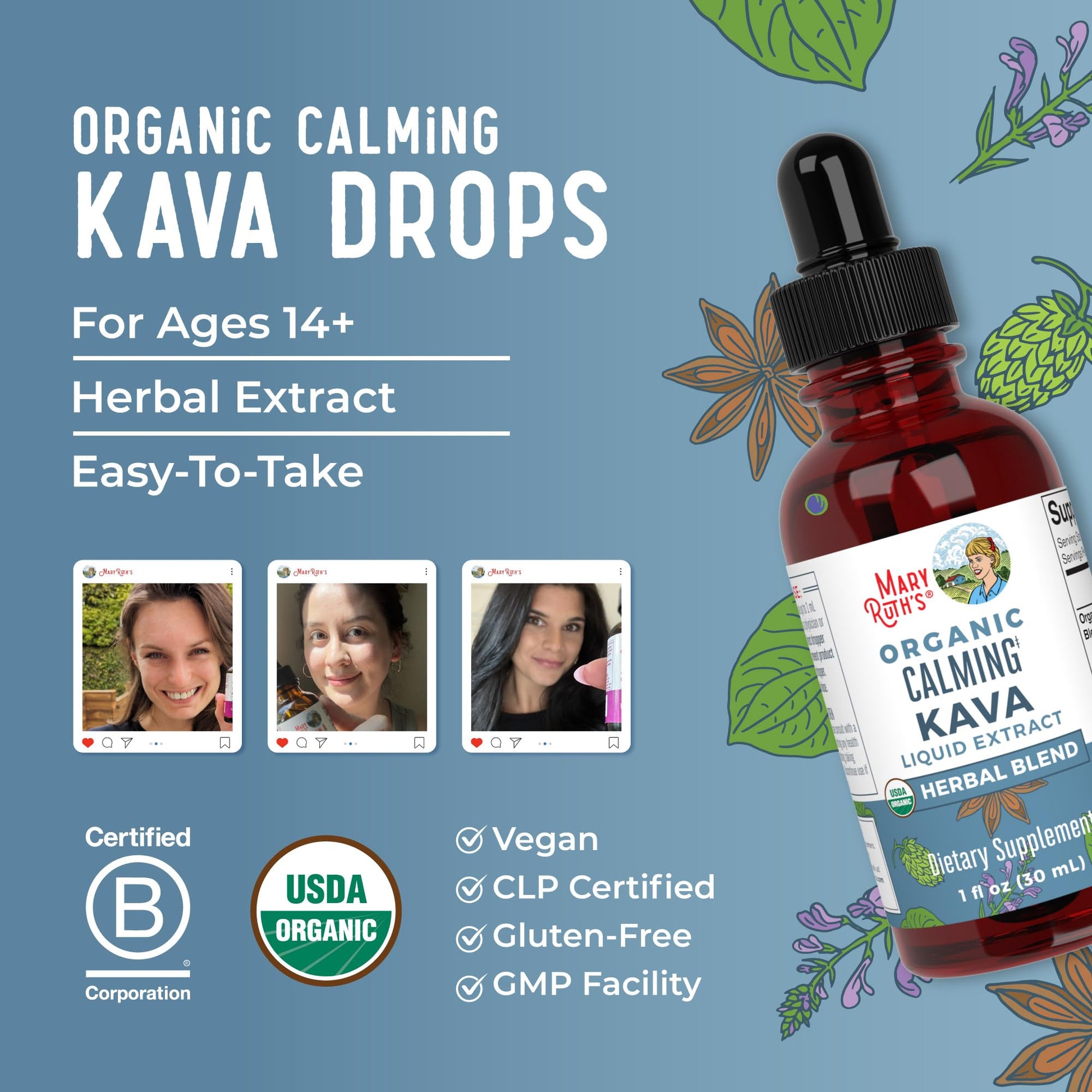 MaryRuth Organics, Herbal Supplement Drop, Calmness & Relaxation, Pack of 1, USDA Kava Root, Sugar/Gluten Free, Support Sleep, Calm & Stress Relief, Vegan, Non-GMO, 30 Servings MARYRUTH'S uk supplements