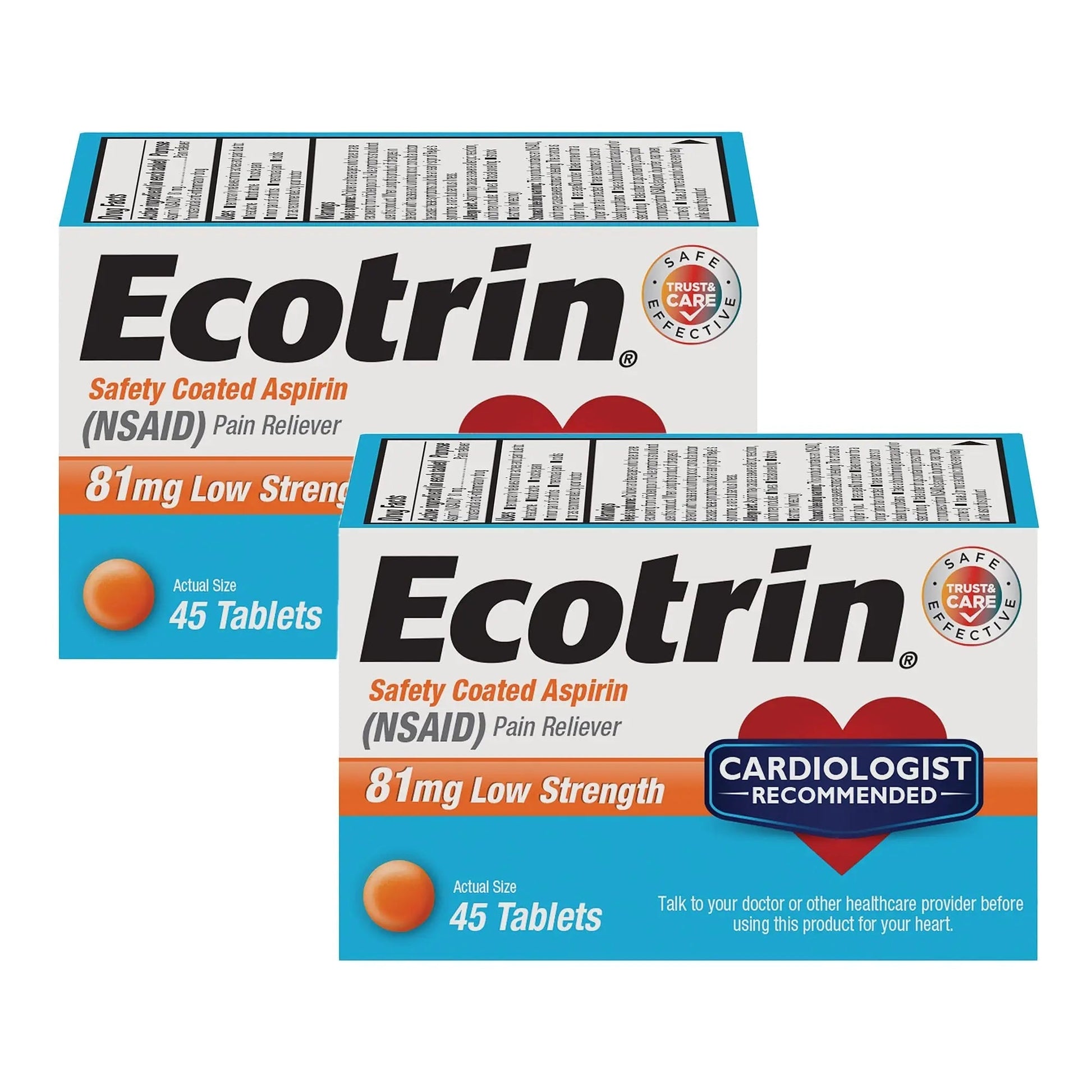 Ecotrin Low Strength Safety Coated Aspirin, NSAID 81mg, 45 count (2 Pack) Ecotrin uk supplements