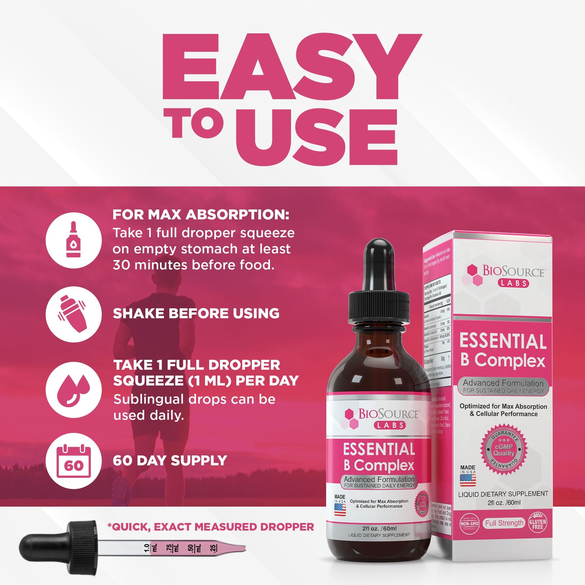 BioSource Labs Essential B Complex - Daily Vegan Vitamin B-Complex Sublingual Liquid BioSource Labs uk supplements