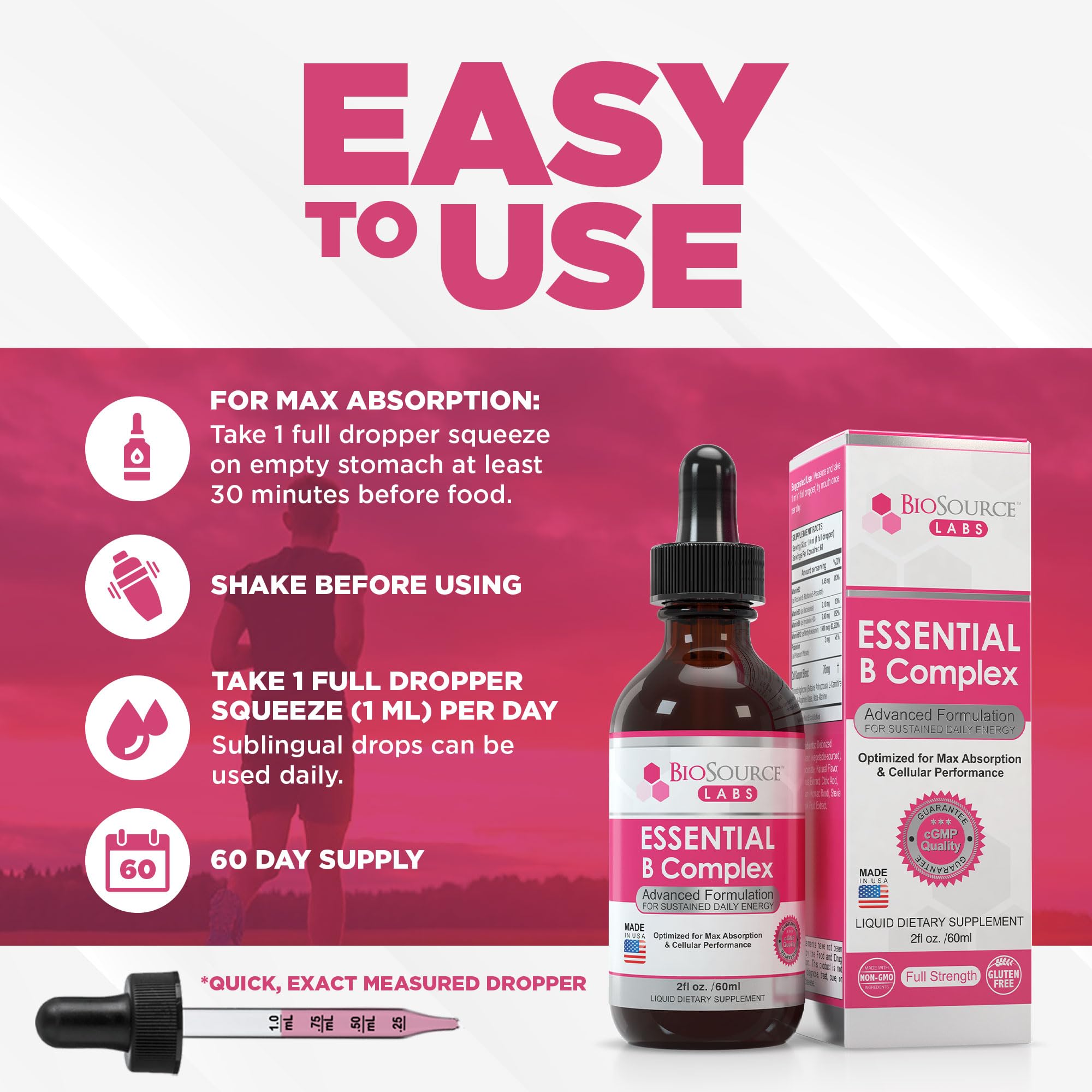 BioSource Labs Essential B Complex - Daily Vegan Vitamin B-Complex Sublingual Liquid BioSource Labs uk supplements