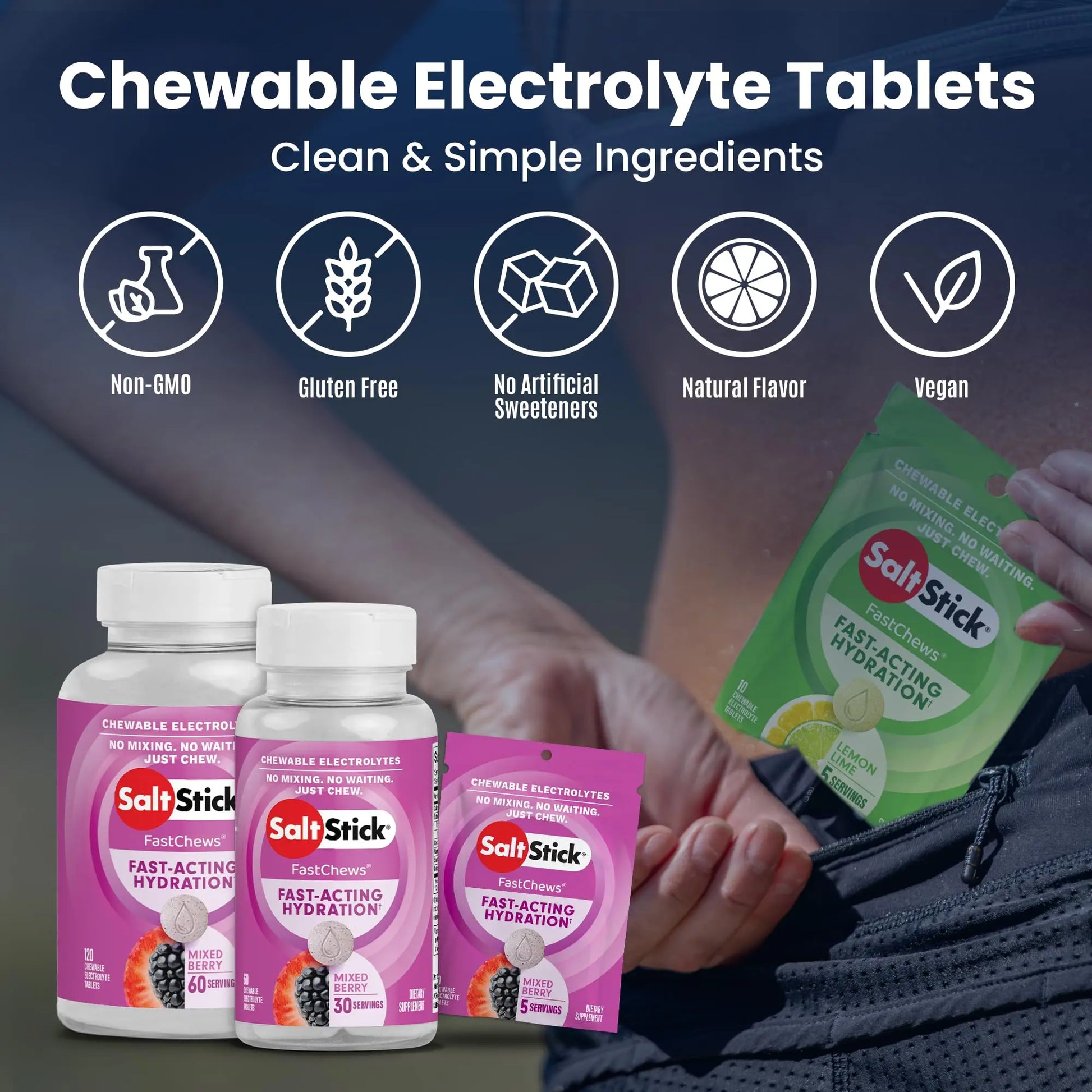 SaltStick Electrolyte FastChews - 60 Mixed Berry Chewable Tablets - Salt Tablets for Running and Hydration, Electrolyte Chews - 60 Count Bottle SaltStick uk supplements