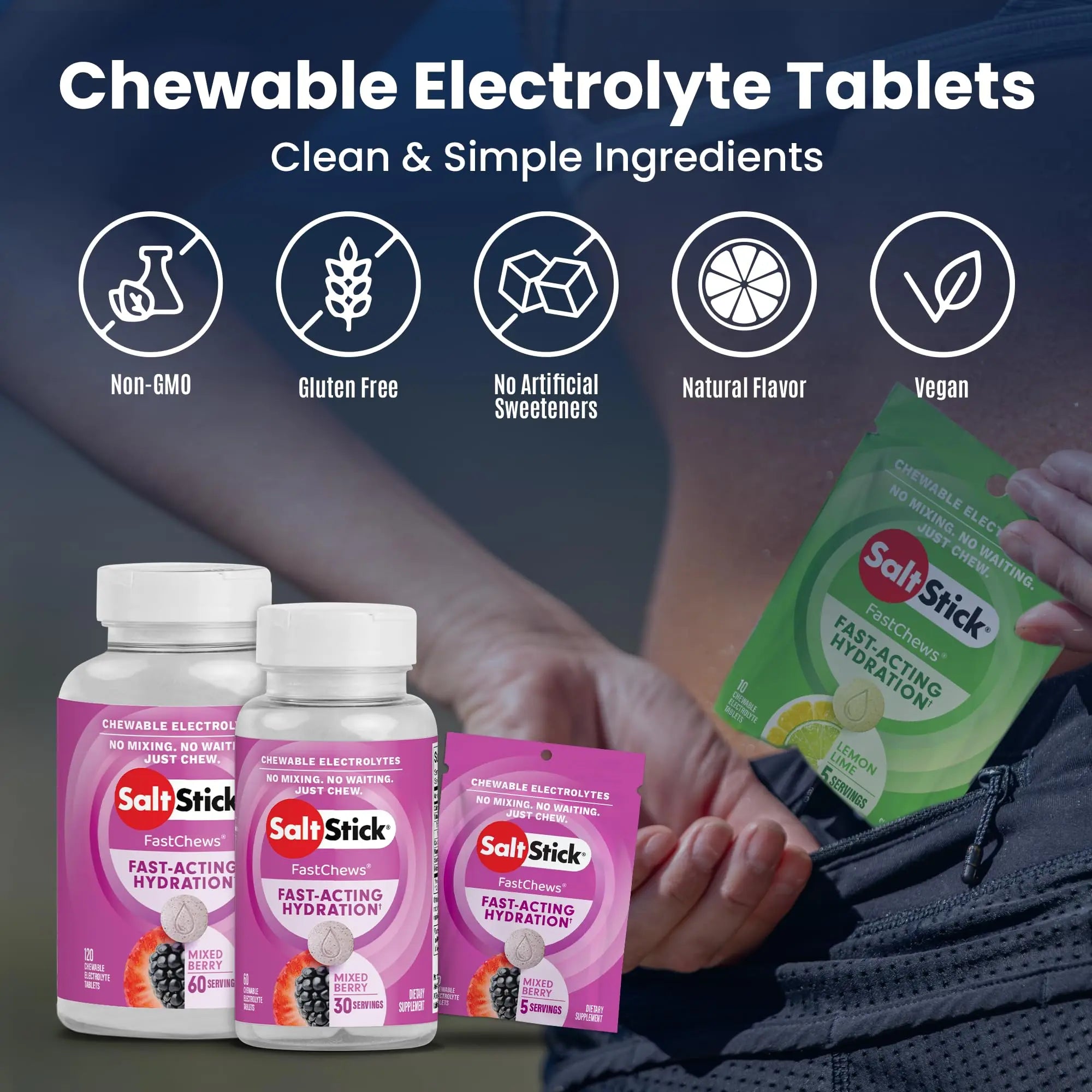 SaltStick Electrolyte FastChews - 60 Mixed Berry Chewable Tablets - Salt Tablets for Running and Hydration, Electrolyte Chews - 60 Count Bottle SaltStick uk supplements