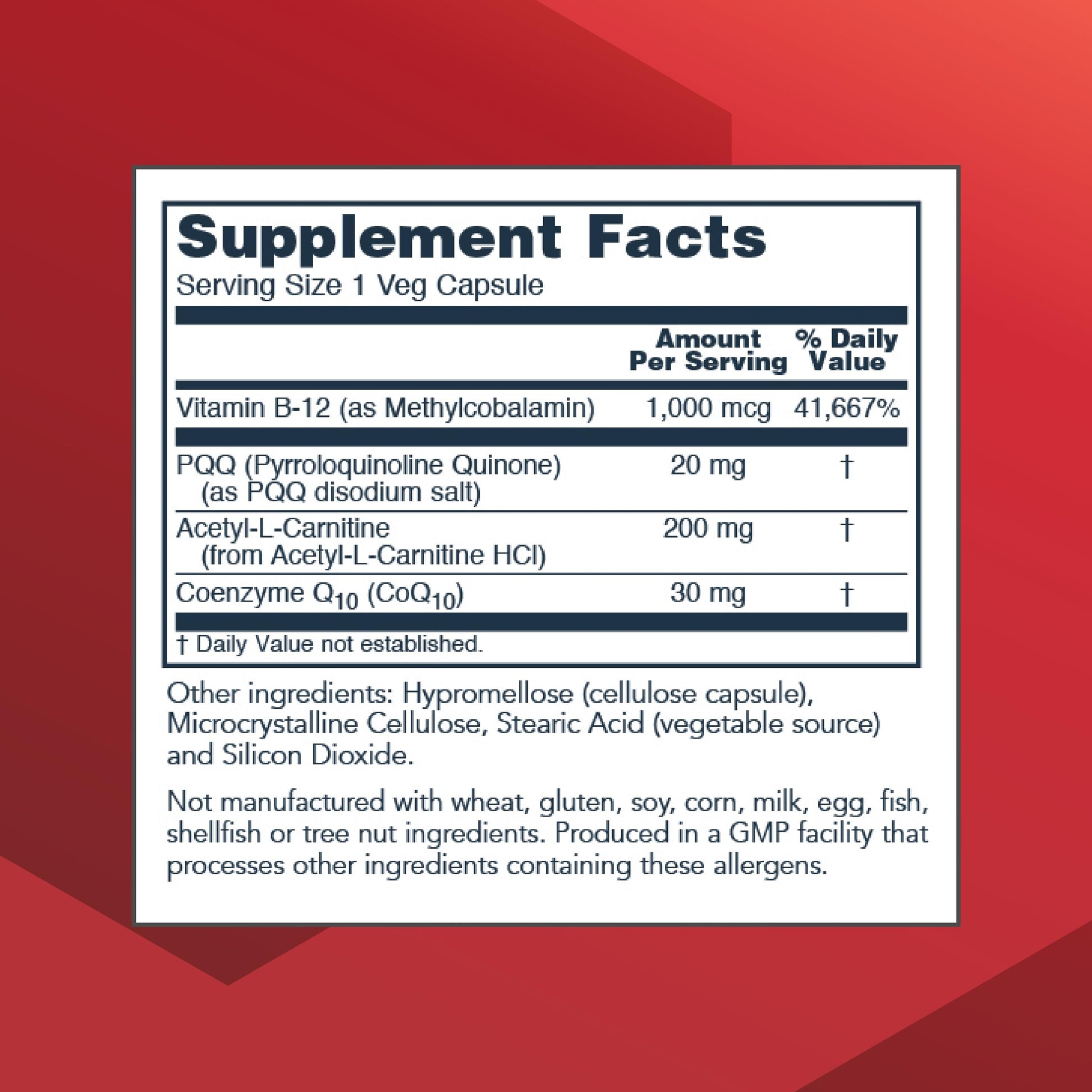 PROTOCOL FOR LIFE BALANCE PQQ Complex - Mitochondrial Health - with CoQ10 & L Carnitine - B Vitamin - Supplement for Energy - 30 Veg Caps PROTOCOL FOR LIFE BALANCE uk supplements
