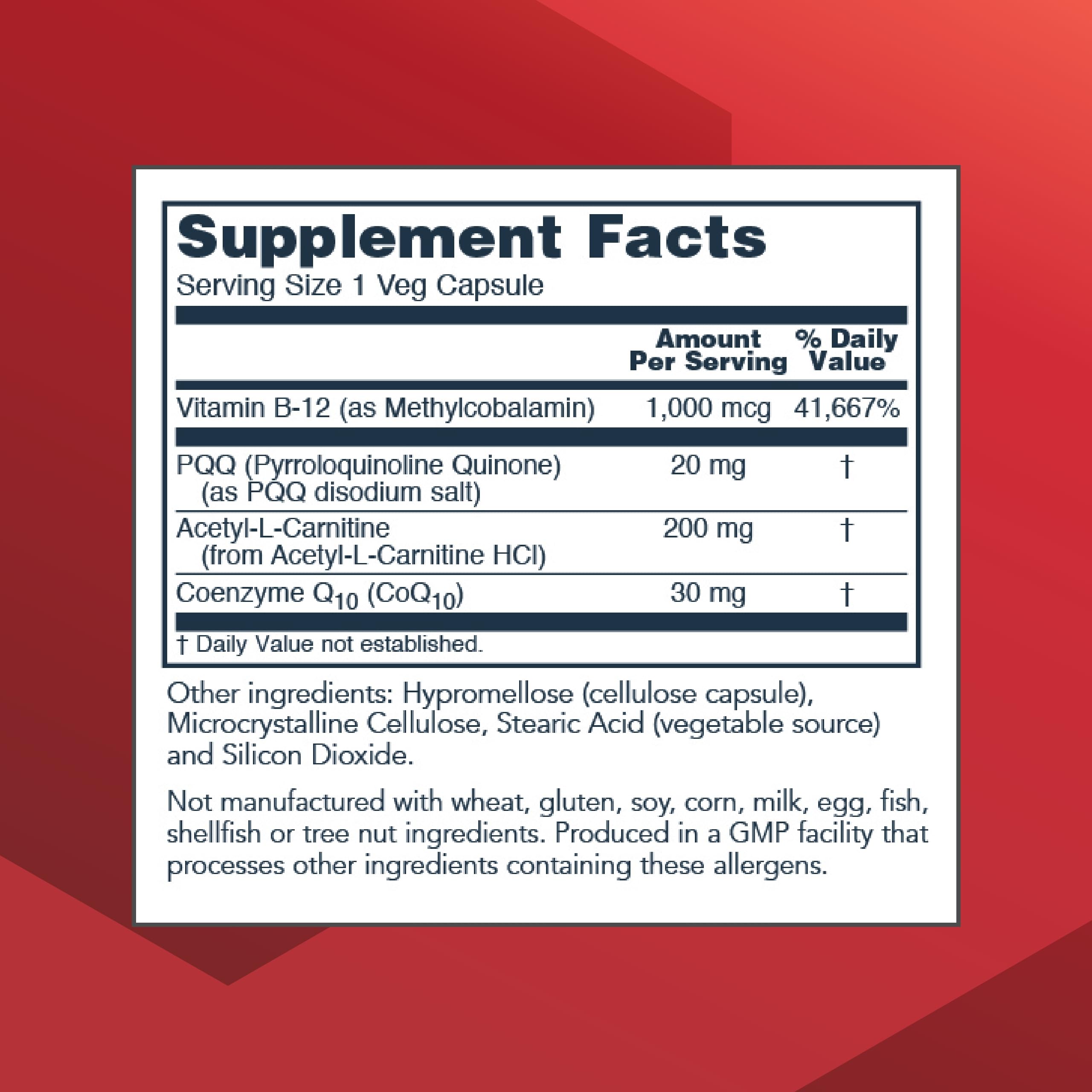 PROTOCOL FOR LIFE BALANCE PQQ Complex - Mitochondrial Health - with CoQ10 & L Carnitine - B Vitamin - Supplement for Energy - 30 Veg Caps PROTOCOL FOR LIFE BALANCE uk supplements