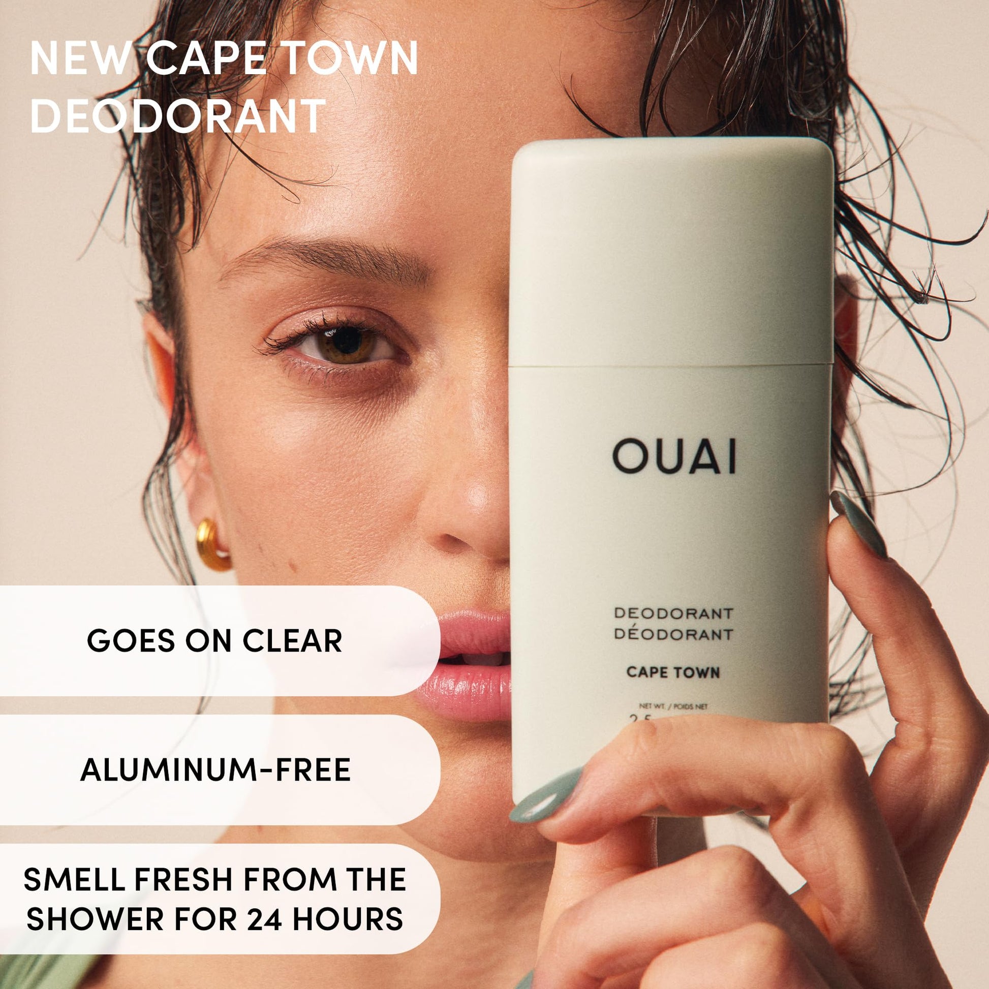 OUAI Aluminum Free Deodorant - Women's Deodorant with 24-Hour Odor Control & Invisible Application - Enriched with Notes of Wet Grass, Ginger, Basil & Green Fig - Cape Town (2.5 oz) OUAI uk supplements