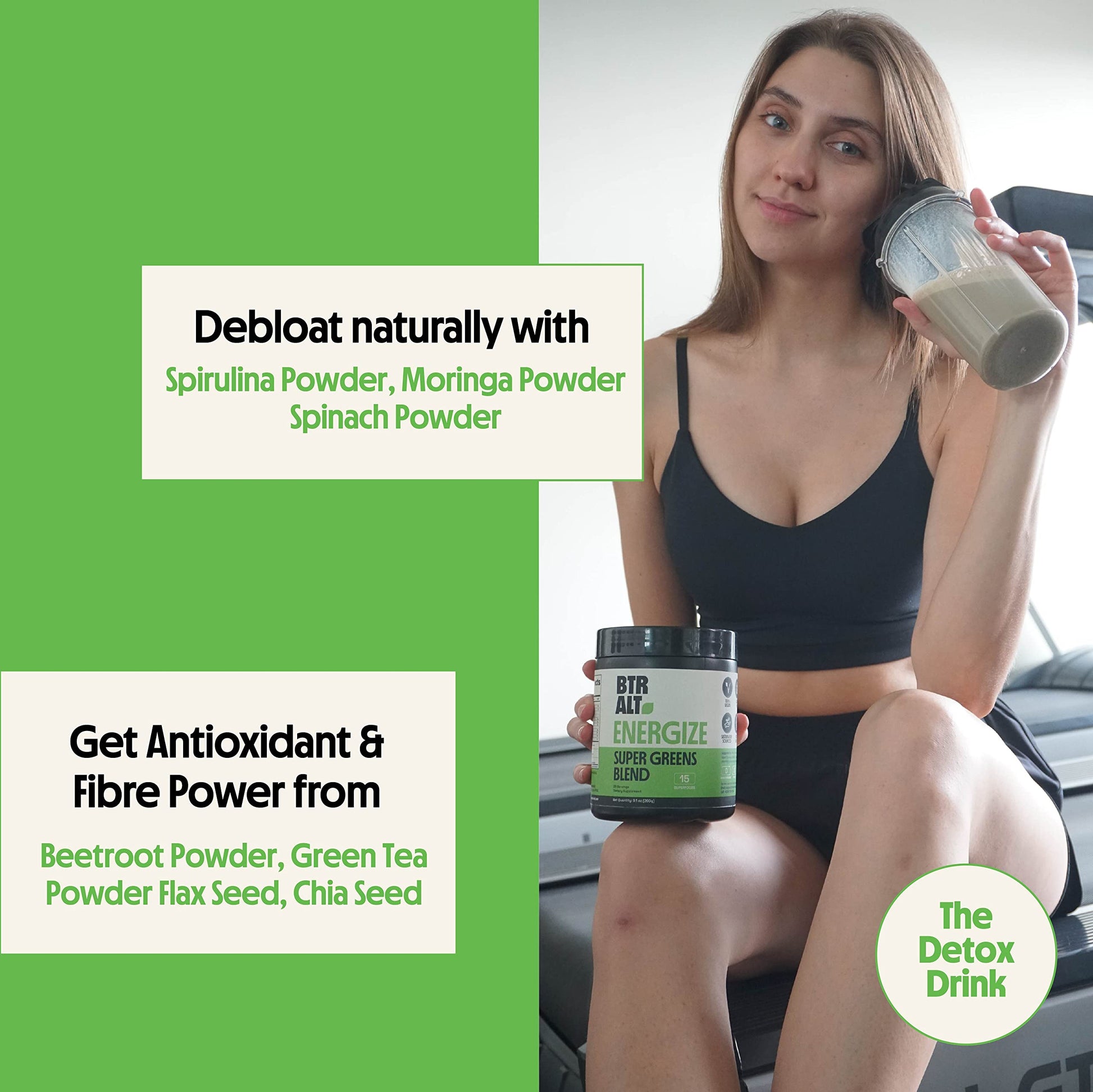 Better Alt Greens Powder, Helps Reduce Bloating, 15 Super Greens- Blend of Spirulina Better Alt uk supplements