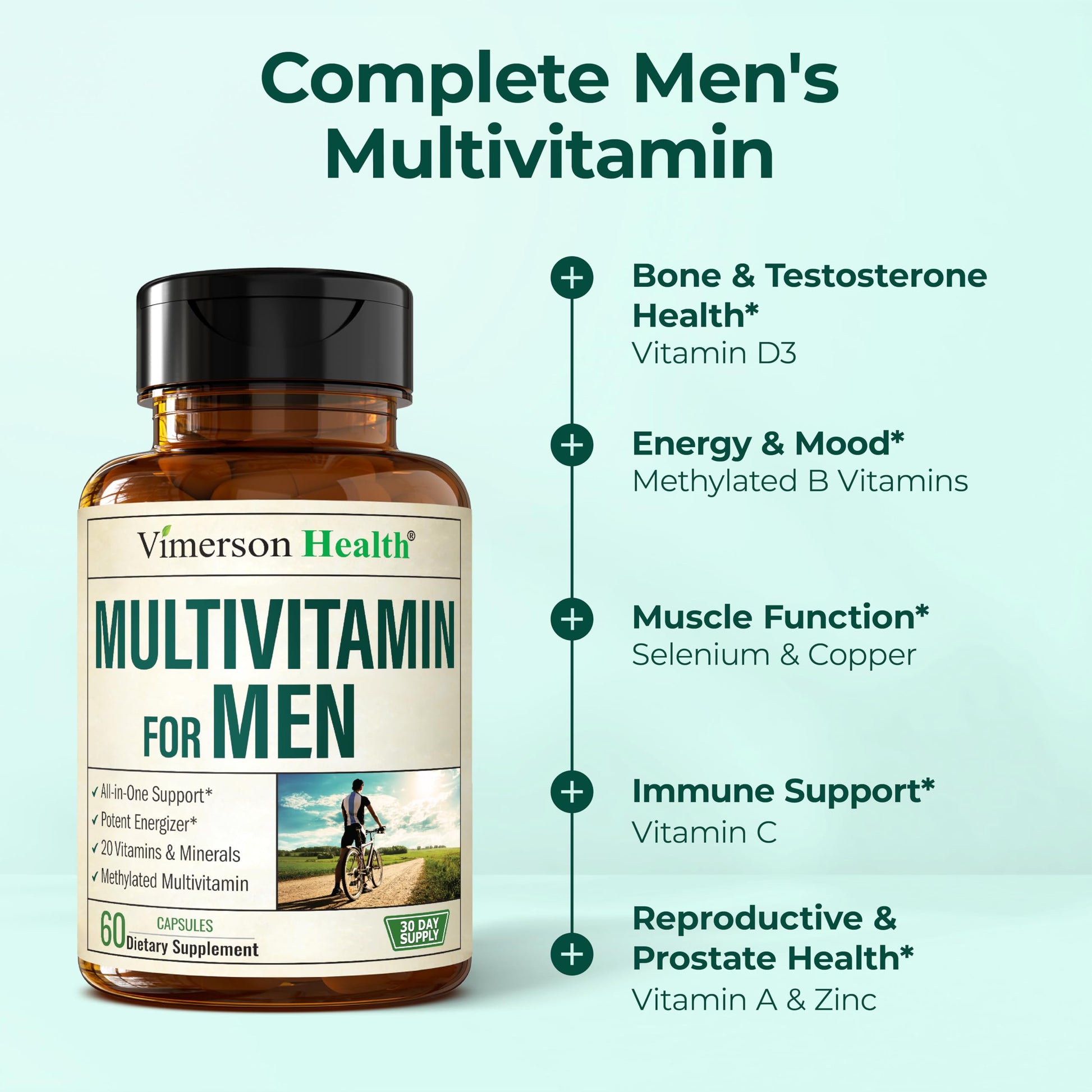 Multivitamin for Men – Methylated Mens Multivitamins & Multiminerals Capsules with Vitamin B12, A, D, C, Zinc, Magnesium & More for Complete Daily Support Vimerson Health uk supplements