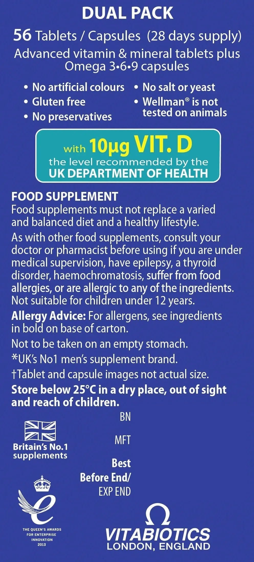 Vitabiotics Ltd Vitabiotics Wellman Plus, 56 Tablets/Capsules Wellman uk supplements