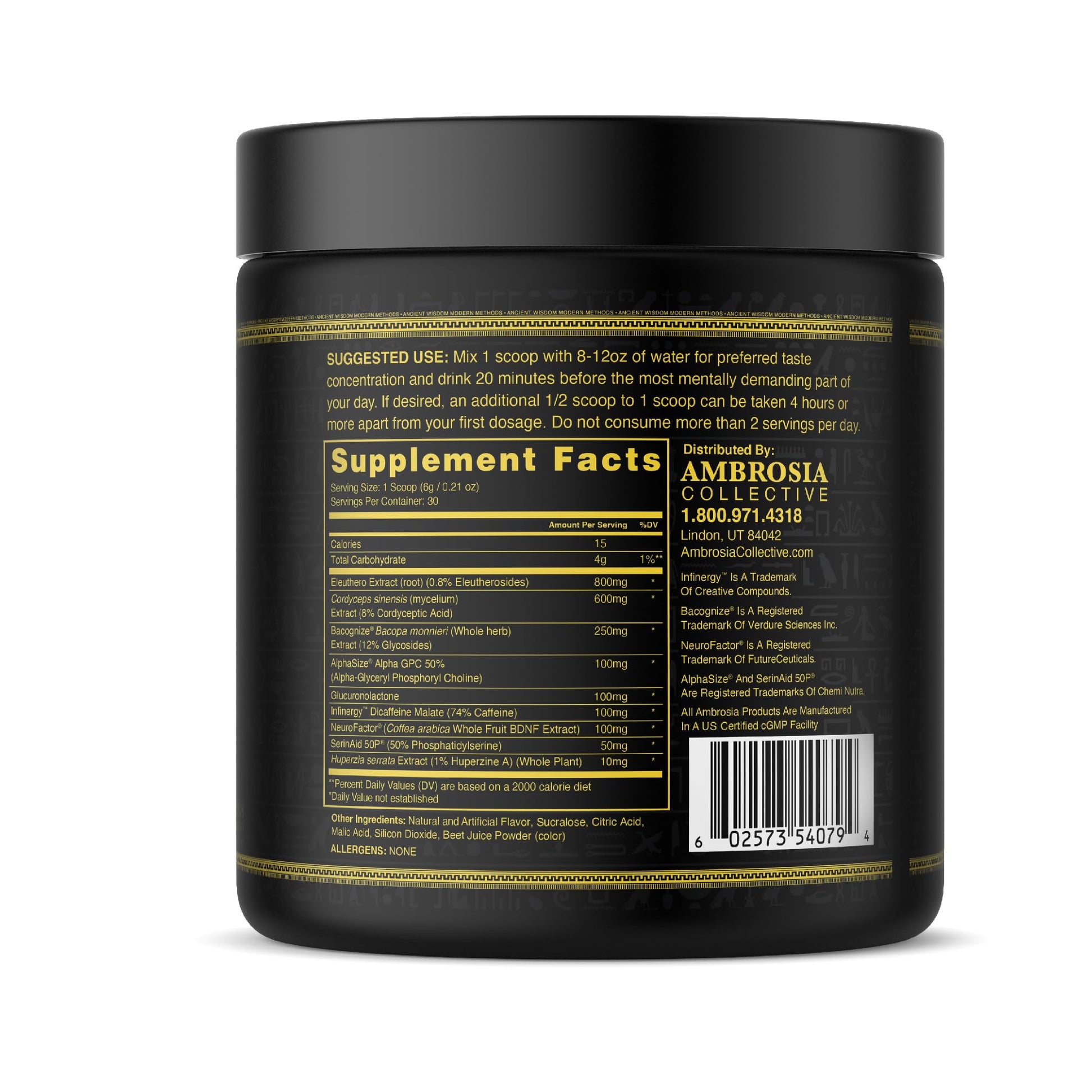 Ambrosia Mental Jewels Nootropic Brain Supplement Powder | Alpha GPC, Bacopa & Phosphatidylserine | Memory, Focus & Concentration Support | 30 Servings | Cherry Limeade Ambrosia uk supplements
