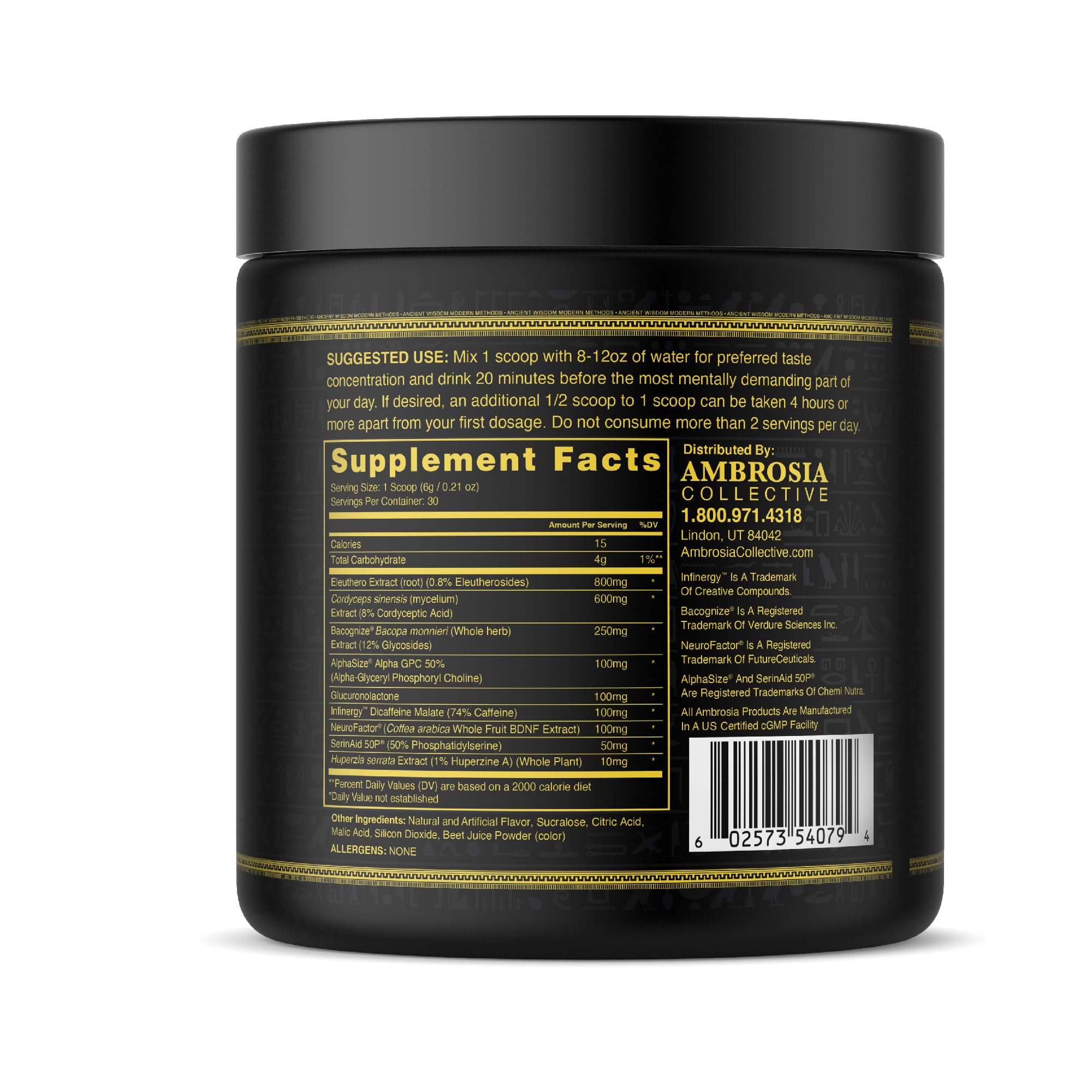 Ambrosia Mental Jewels Nootropic Brain Supplement Powder | Alpha GPC, Bacopa & Phosphatidylserine | Memory, Focus & Concentration Support | 30 Servings | Cherry Limeade Ambrosia uk supplements