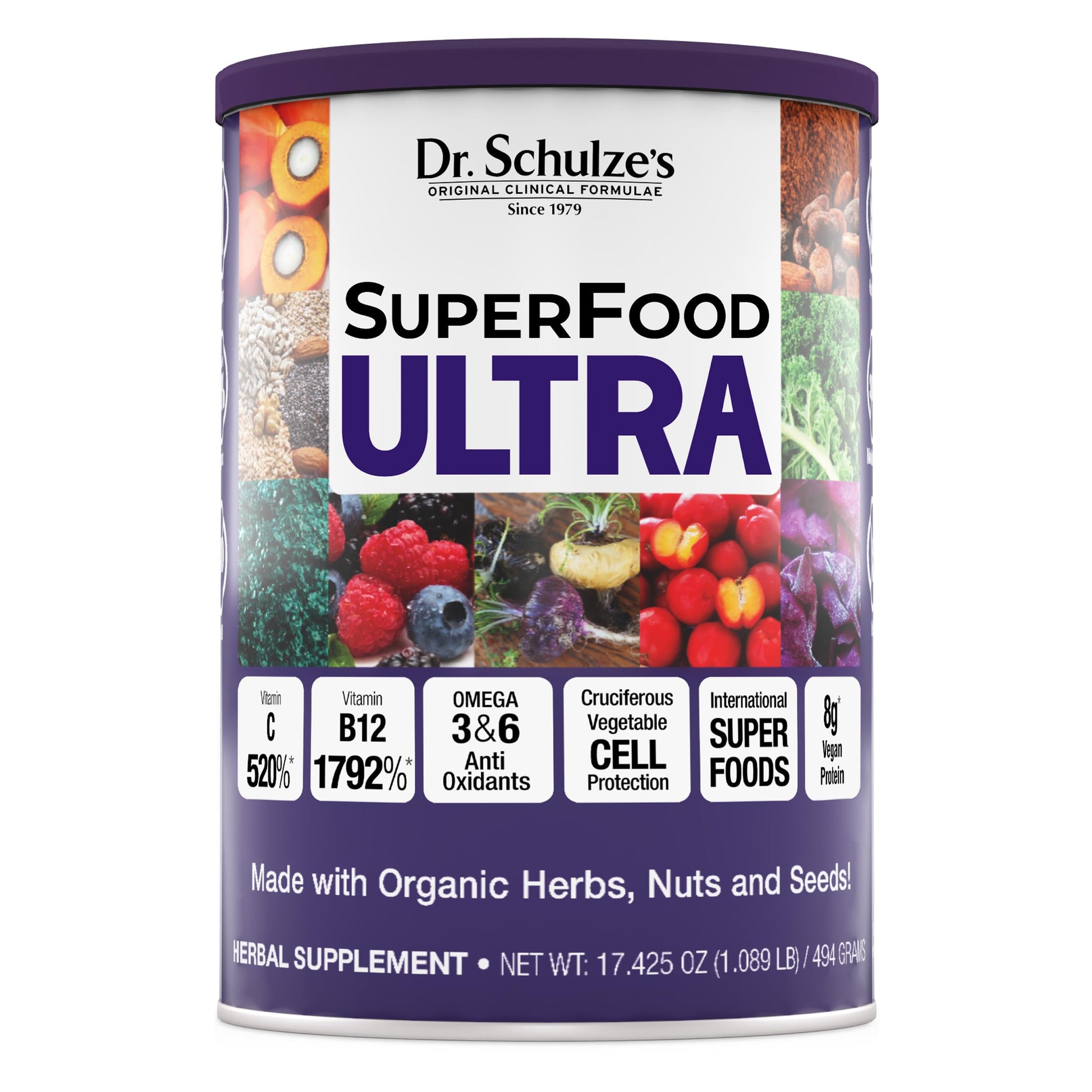 Dr. Schulze's SuperFood Ultra | Organic Super Food Powder | Vitamin B Complex and 520% Vitamin C | May Help Boost Energy & Improve Fitness | Vegan, Non-GMO & Gluten-Free | 17.4 Oz Dr. Schulze's uk supplements