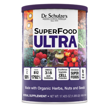 Dr. Schulze's SuperFood Ultra | Organic Super Food Powder | Vitamin B Complex and 520% Vitamin C | May Help Boost Energy & Improve Fitness | Vegan, Non-GMO & Gluten-Free | 17.4 Oz Dr. Schulze's uk supplements