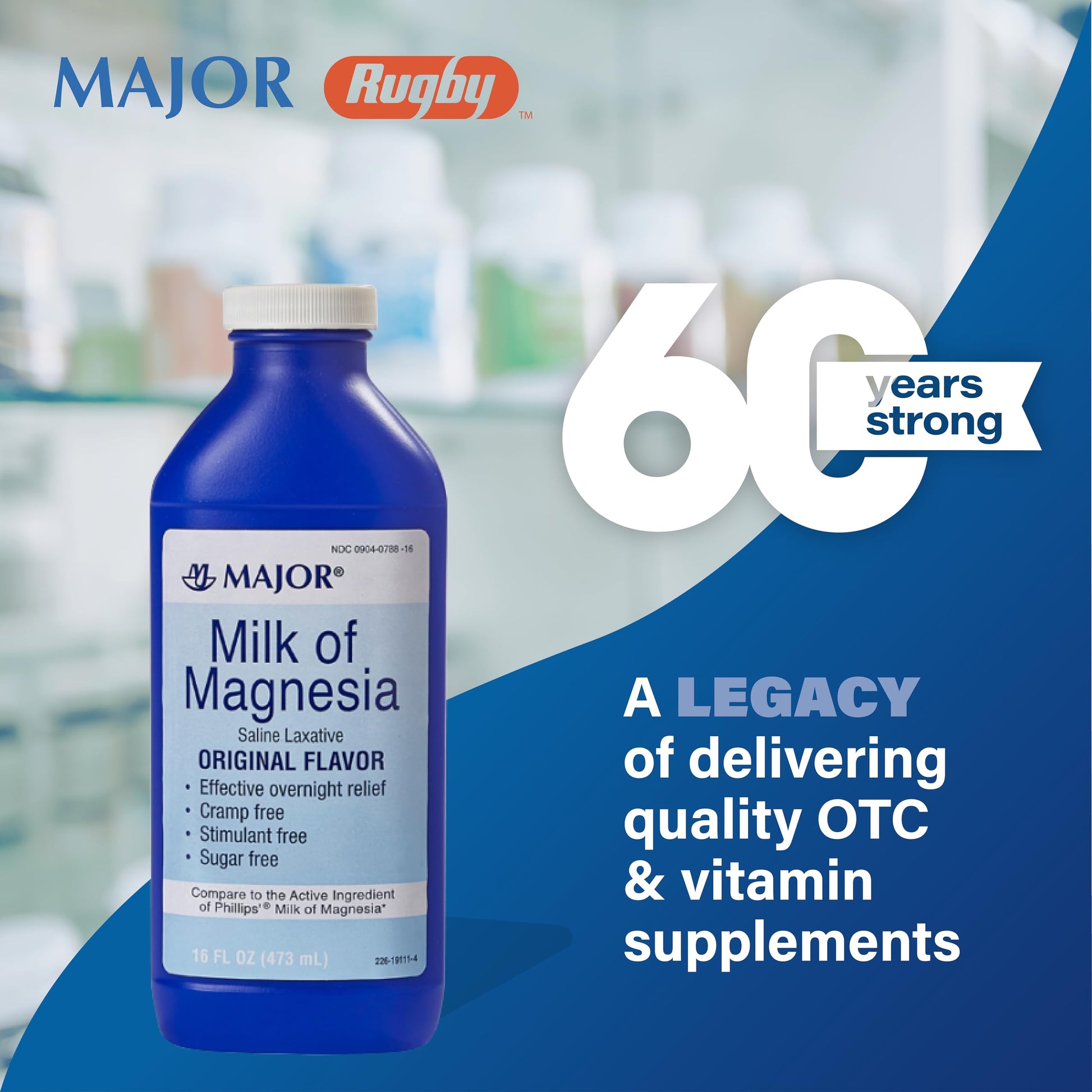 MAJOR Milk of Magnesia Saline Laxative - Original Flavor - Effective Overnight Relief - Stimulant-Free, Sugar-Free - 16 Fl Oz MAJOR uk supplements