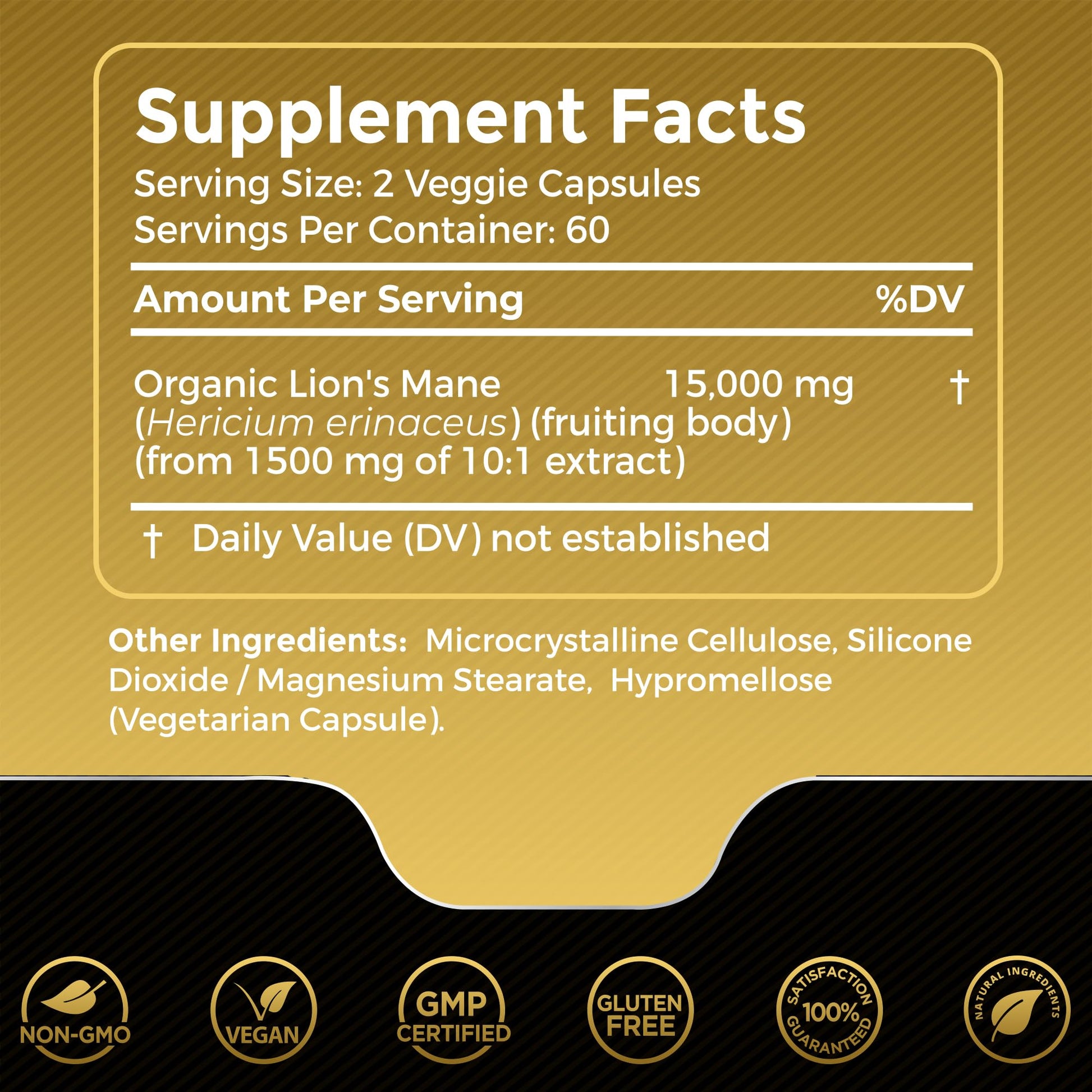 Lions Mane Supplement Capsules - 120 Count - Mushroom Supplement, Brain Supplements WELLNESS LABSRX uk supplements