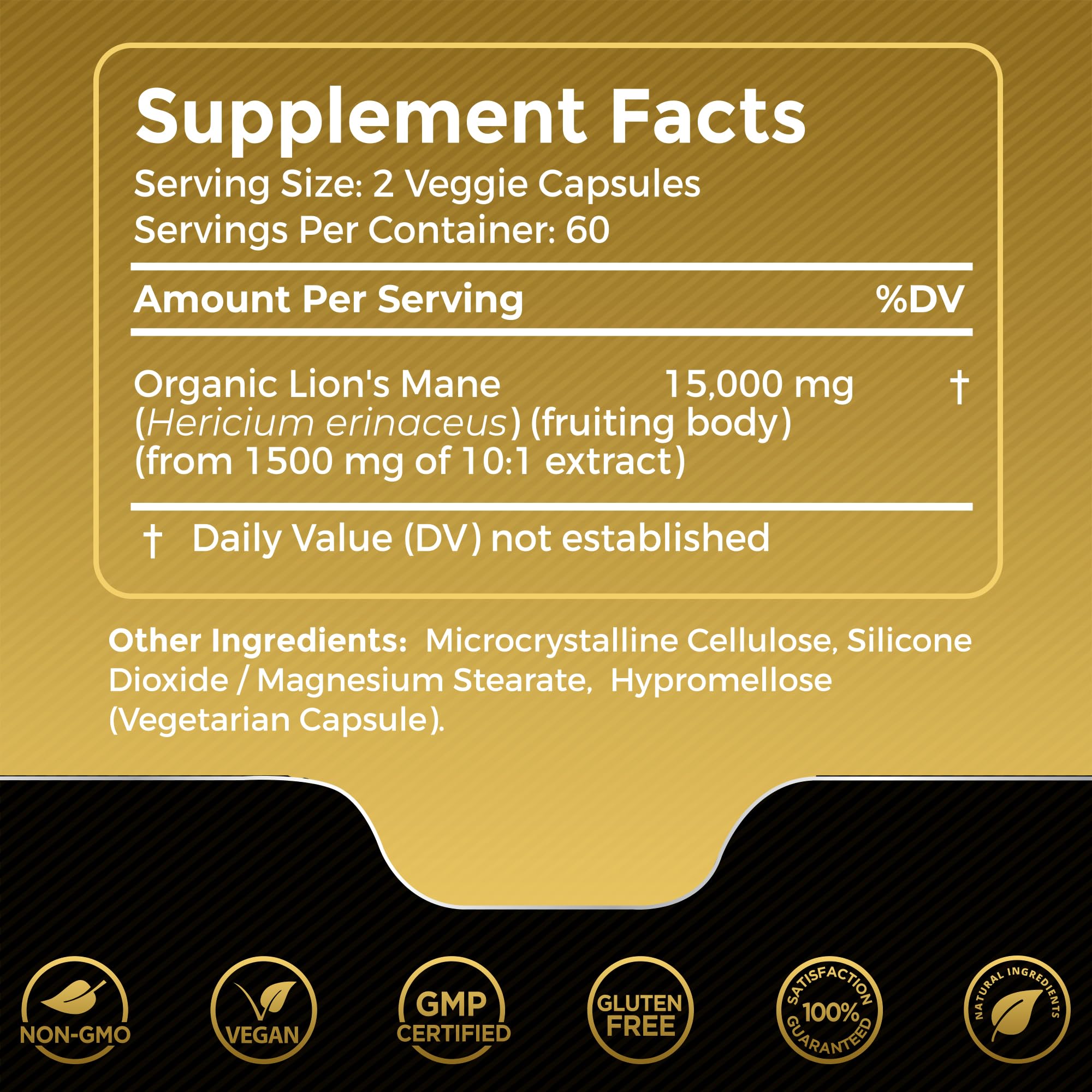 Lions Mane Supplement Capsules - 120 Count - Mushroom Supplement, Brain Supplements WELLNESS LABSRX uk supplements