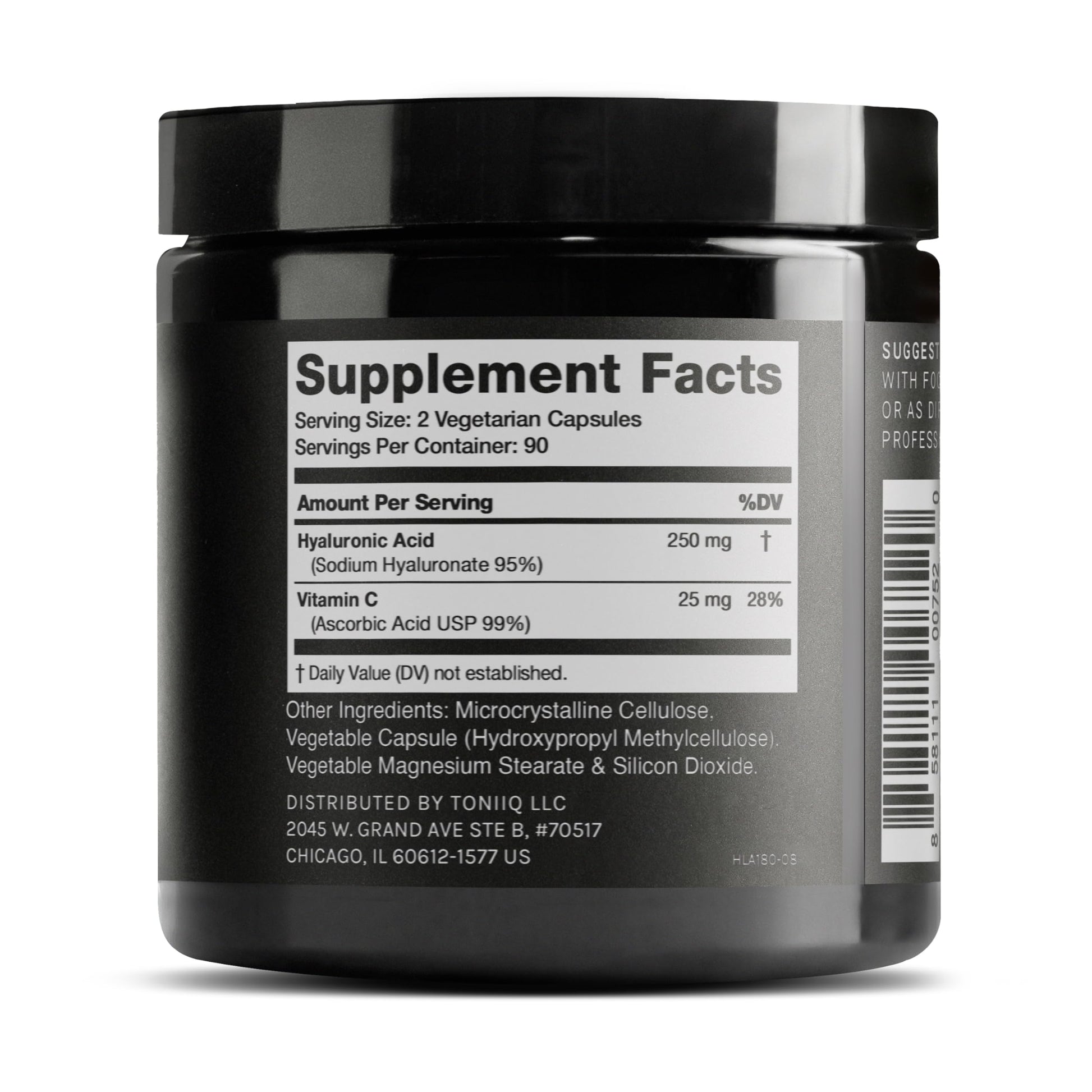 Toniiq Hyaluronic Acid Supplements – Lab Tested 95% Ultra High Purity – Fermented and Bioavailable with Vitamin C – Third Party Lab Tested – 180 Capsules Toniiq uk supplements