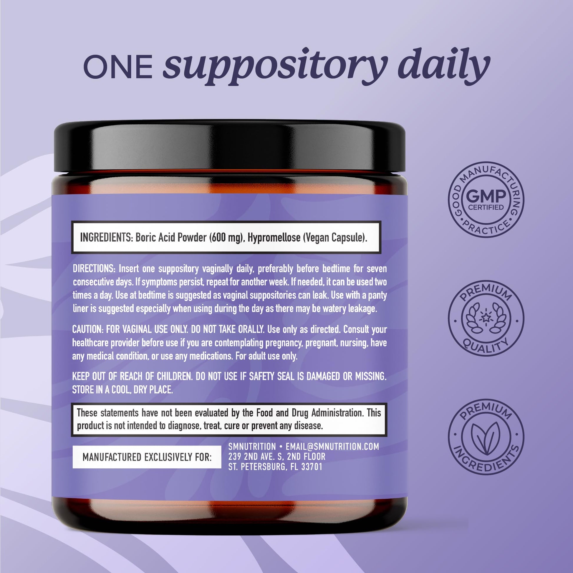 Boric Acid Suppositories for Women 600mg | pH Balance, Vaginal Odor & Itching | Feminine Hygiene & Intimate Health Support | Boric Acid for Women Vaginal Suppositories | Unscented, Vegan | 30 Ct SMNutrition uk supplements