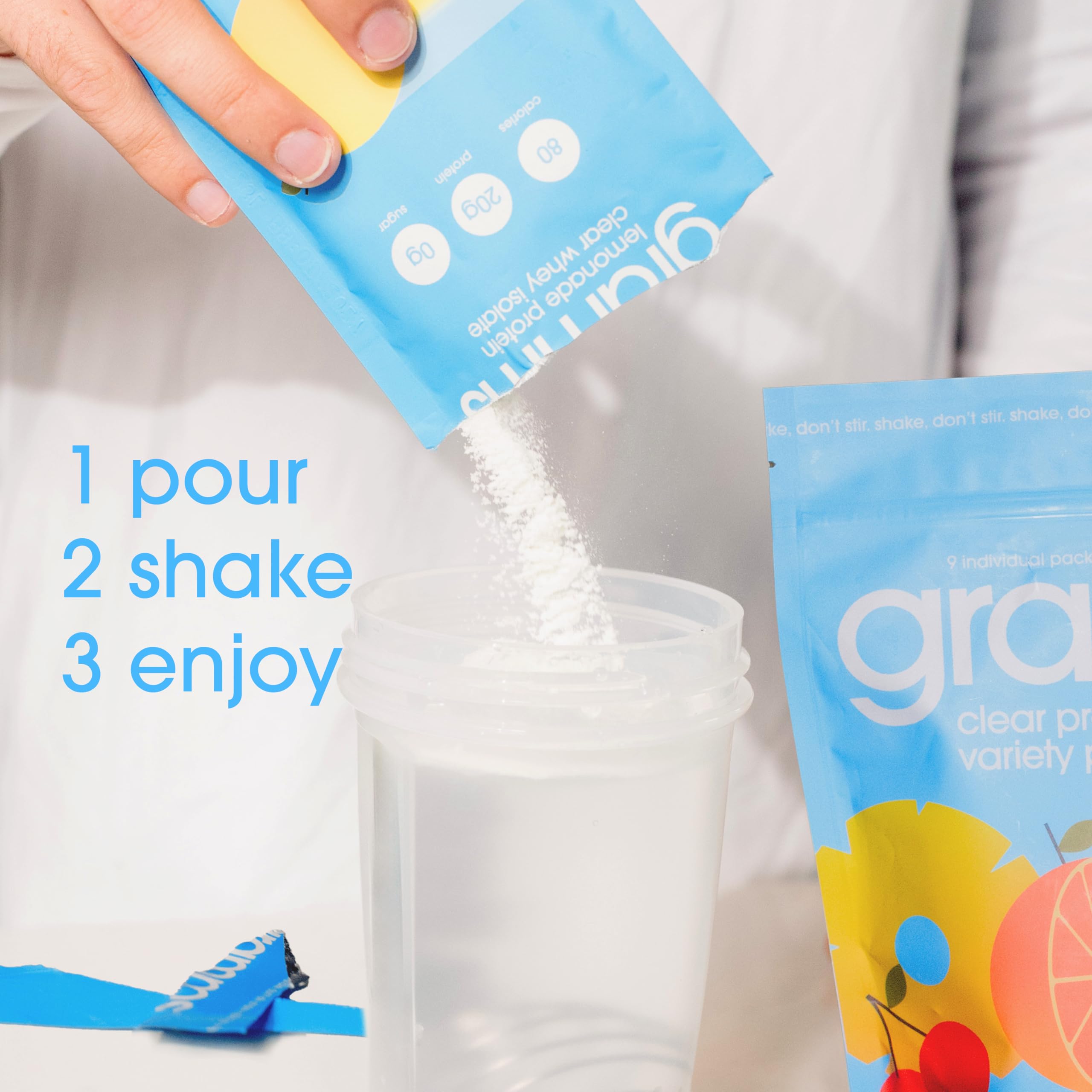 GRAMMS Clear Protein Powder Packets 20G Protein Sample Packets Variety Flavors for Women & Men | Lactose Free, Grass-Fed Whey Isolate, Gluten Free, Zero Sugar, Gut Friendly, Non-Bloating(9 Pack) GRAMMS uk supplements