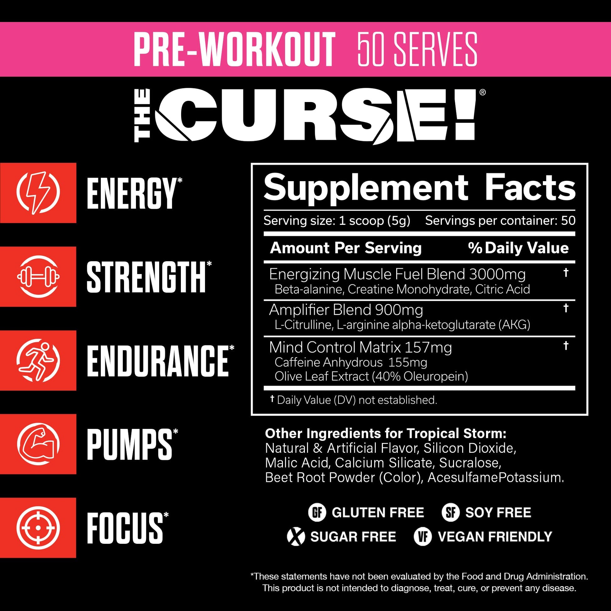 JNX SPORTS The Curse! Pre Workout Powder - Tropical Storm 50 Servings | Preworkout JNX SPORTS uk supplements