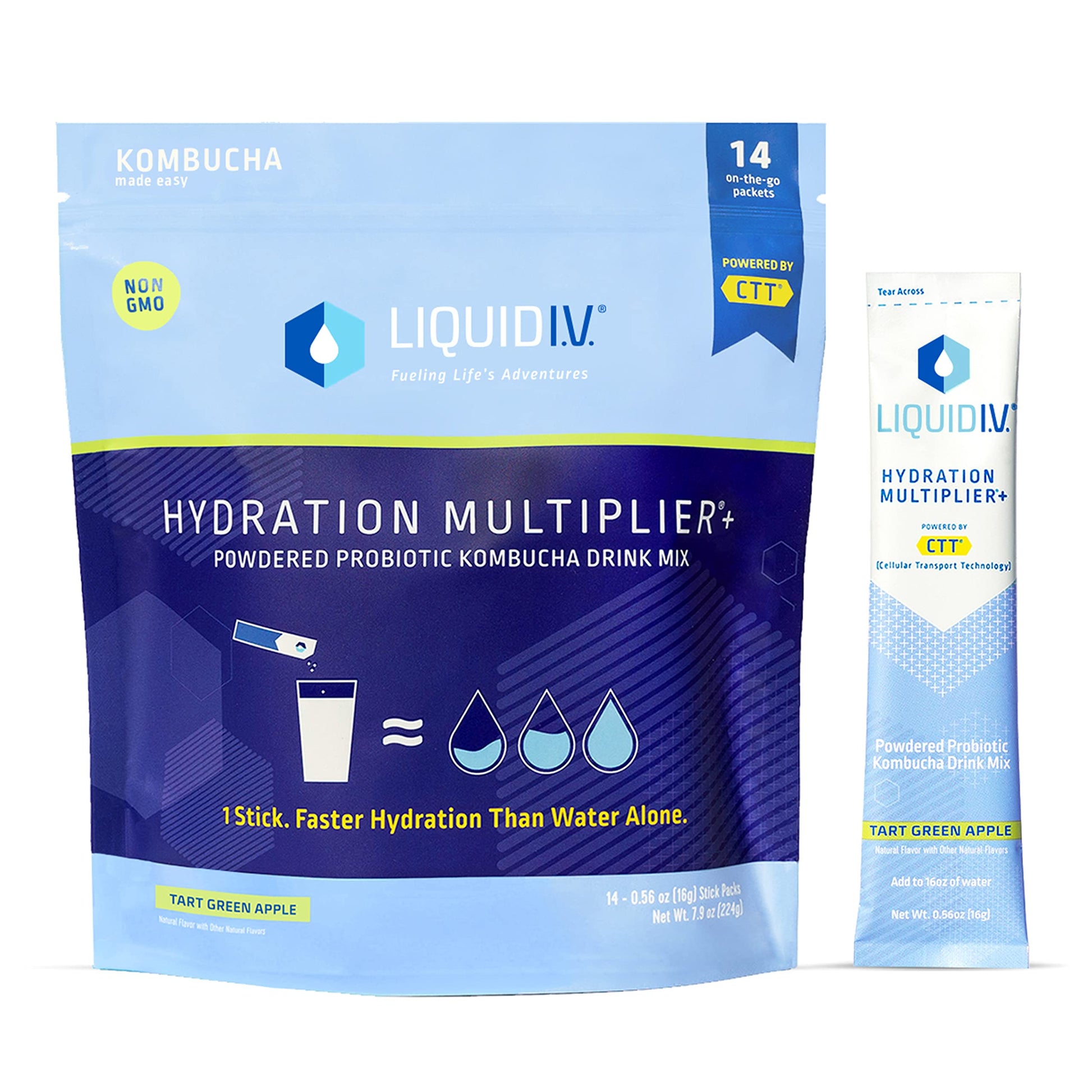 Liquid I.V. Hydration Multiplier + Probiotic Kombucha - Tart Green Apple - Hydration Powder Liquid I.V. uk supplements