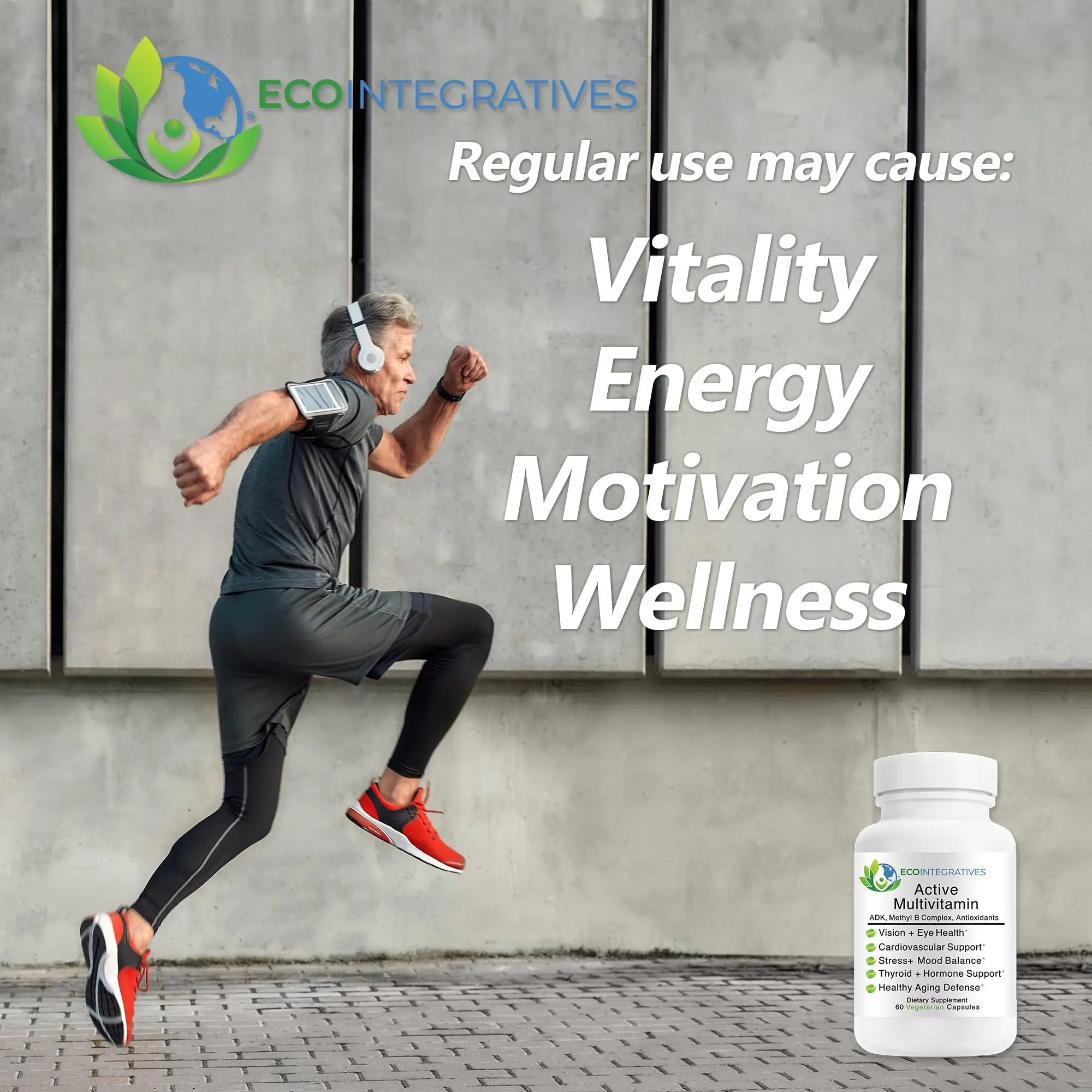 EcoIntegratives Active Multivitamin | ADK, Methyl B Complex, Antioxidants | Quatrefolic Folate, Methyl B12, P5P, Vitamin D3, K1/K2 | EcoIntegratives uk supplements