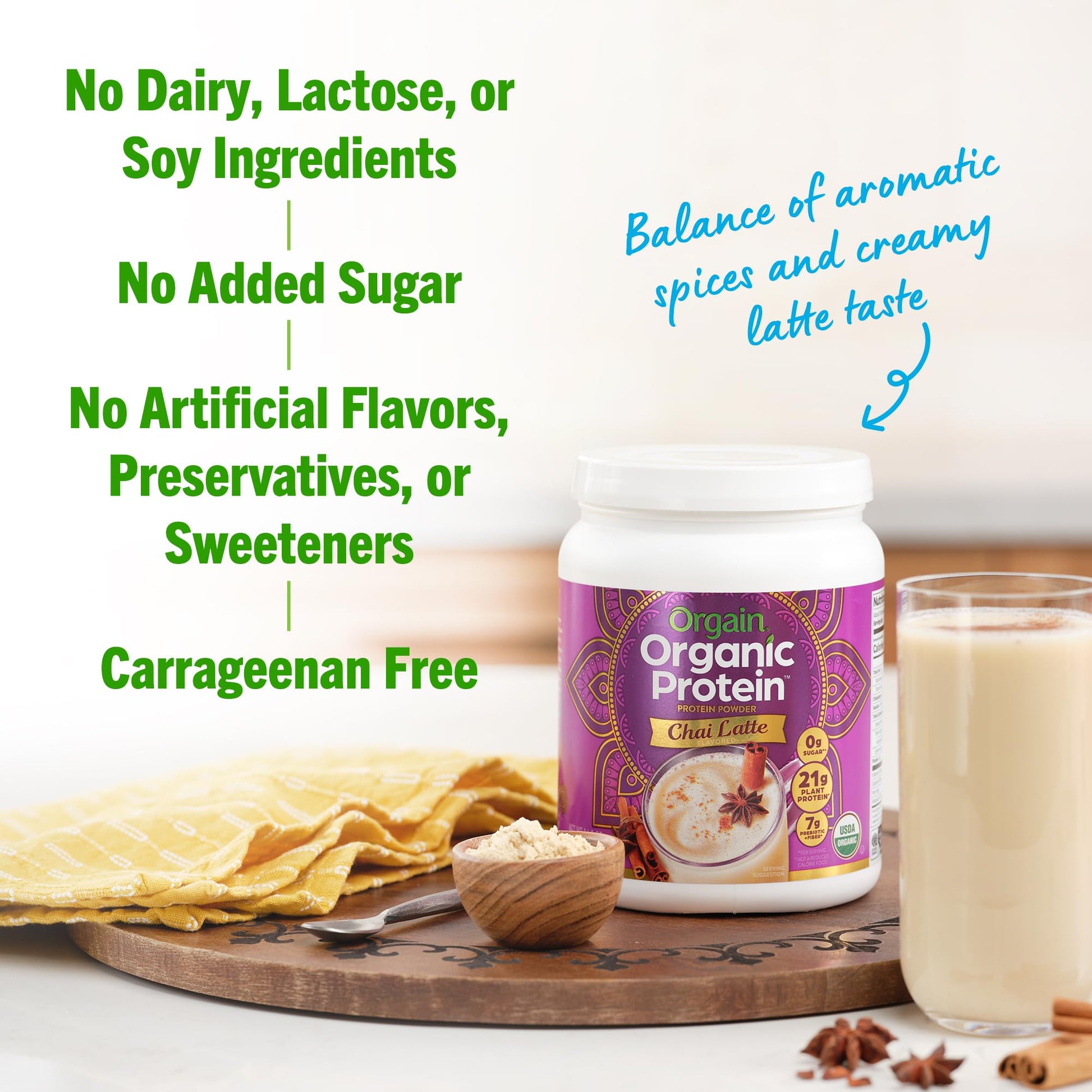 Orgain Organic Vegan Protein Powder, Chai Latte - 21g Plant Based Protein, Gluten Free Orgain uk supplements