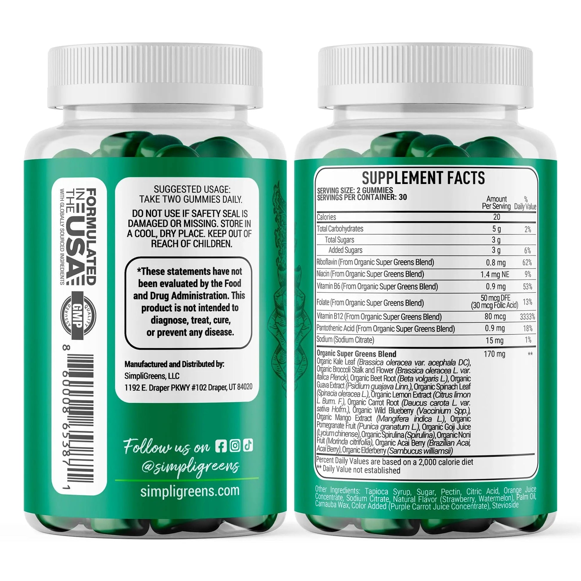 SIMPLI GREENS Vegan Superfood Gummies Supplement – 60 Count – Nutrient-Rich Gummy Vitamins – Supports Overall Wellness SIMPLI GREENS uk supplements