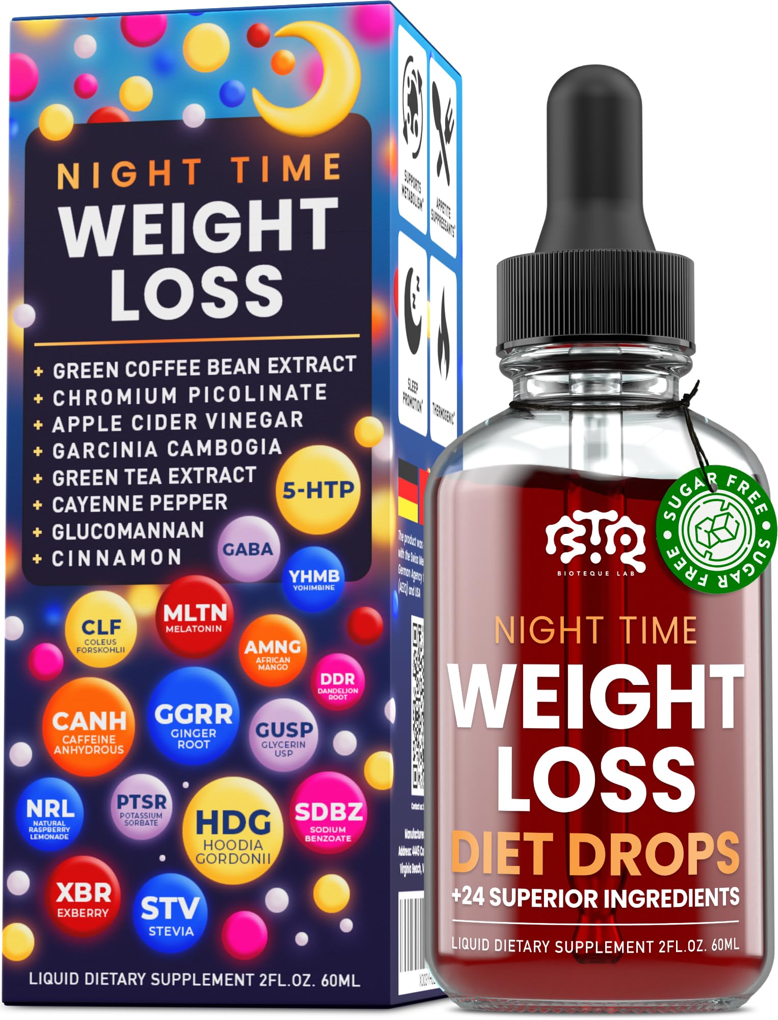 BIOTEQUELAB Night Time Weight Loss Diet Drops - Appetite Control, Fat BIOTEQUELAB uk supplements