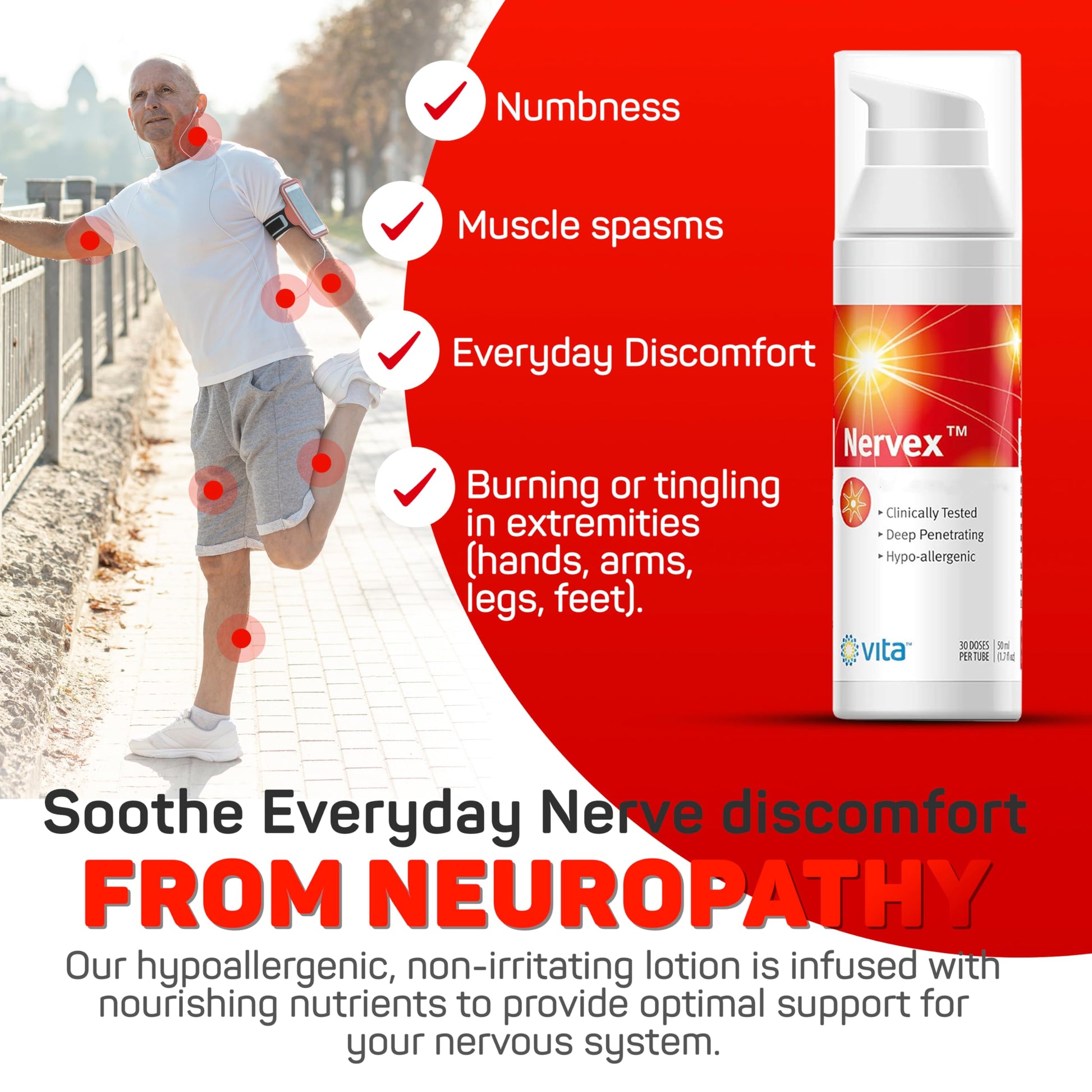 Vita Sciences Nervex Powerful Neuropathy Cream: Advanced Natural Relief for Peripheral Neuropathy, Fibromyalgia, and Fast Comfort Treatment for Feet, Hands, Legs, and Toes Vita Sciences uk supplements