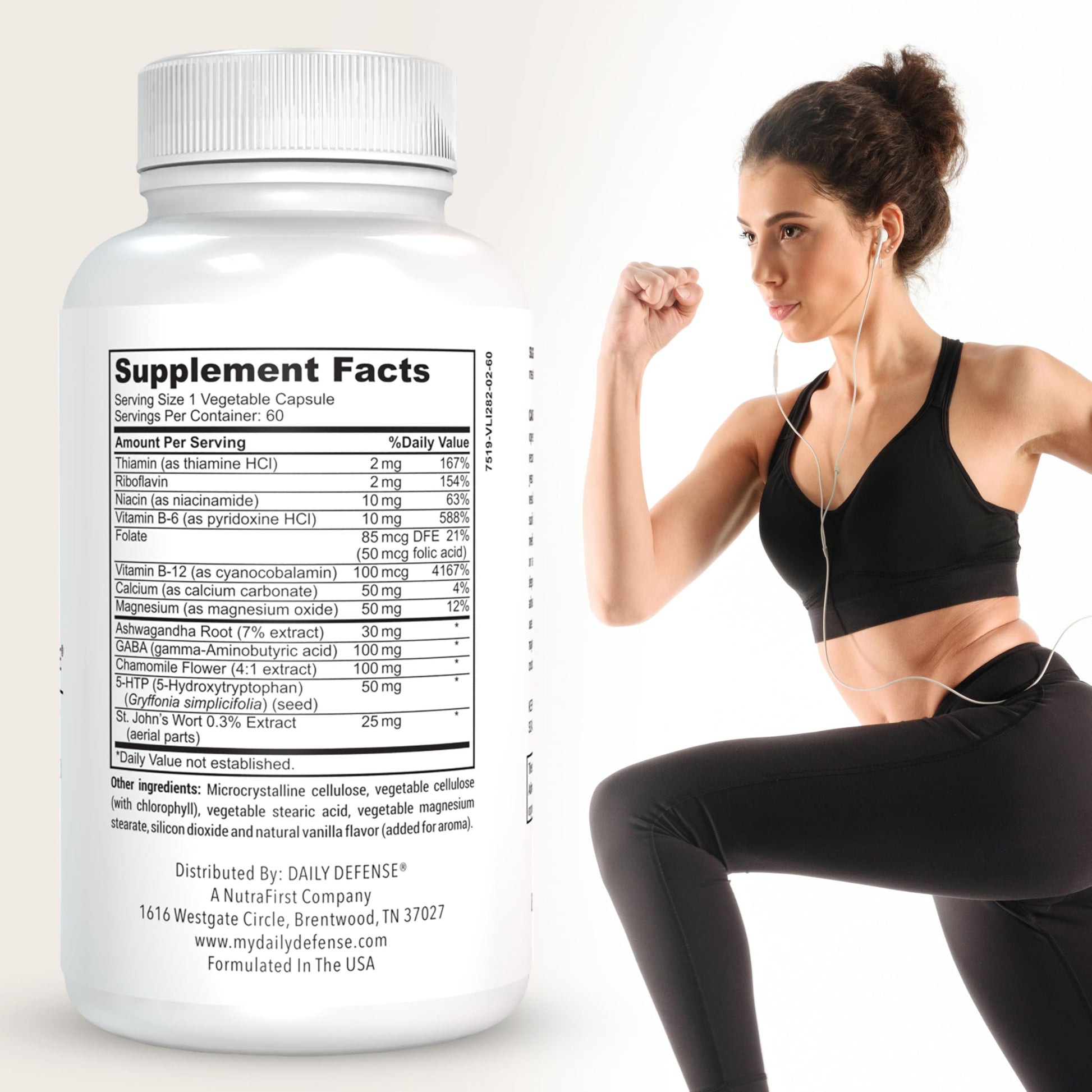Daily Defense Mood Support Supplement - Ultra Mood 60 Count Mood Enhancer with Calcium Carbonate, Folic Acid, GABA, 5-HTP, Ashwagandha Root Extract & More - Non GMO Mood & Relaxation Supplement Daily Defense uk supplements