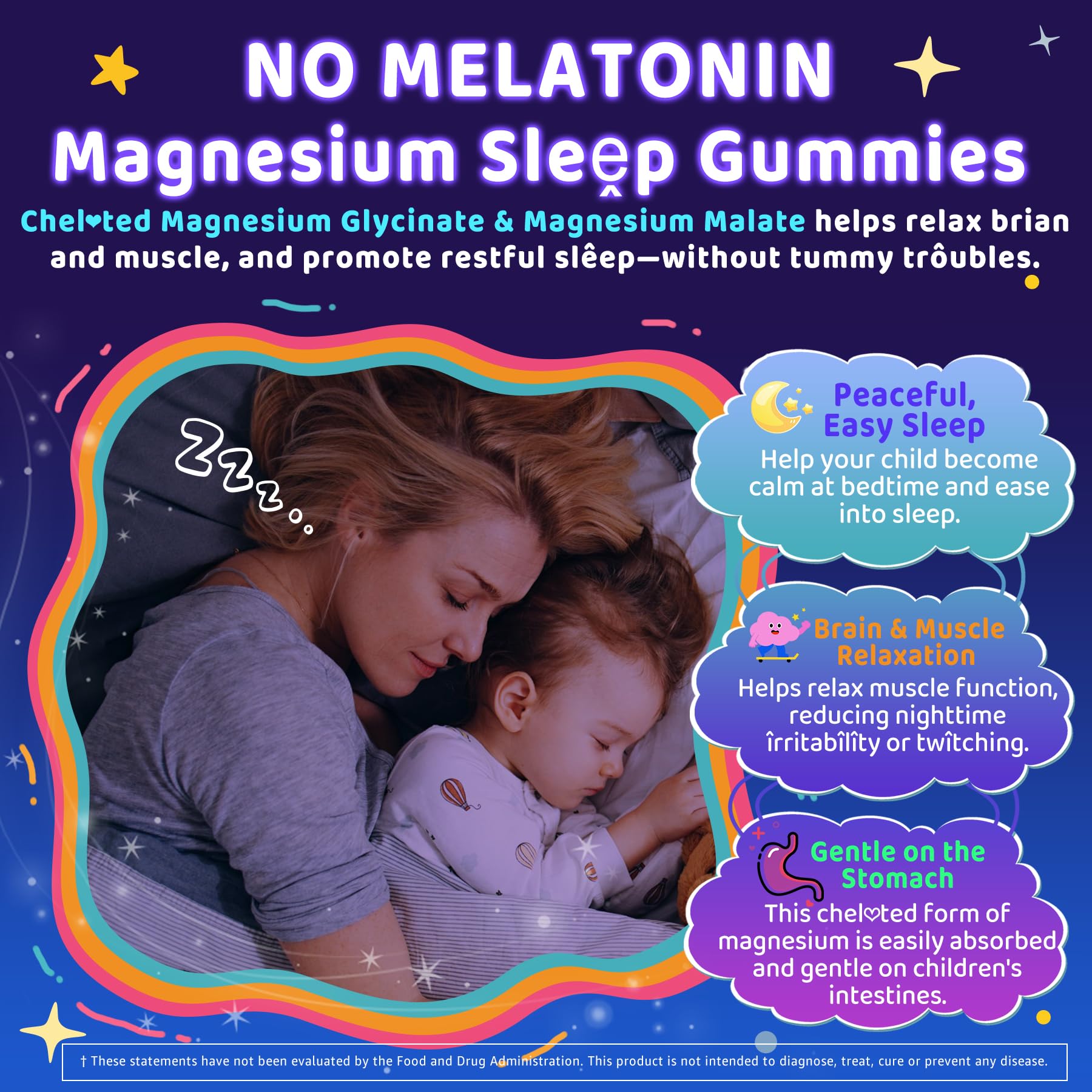 Kids Sleep Gummies, NO Melatonin Sleep Aid Gummies w/ Magnesium Glycinate, Magnesium Malate, L-Theanine, Lavender, B6, Zinc, D3K2 for Restful Sleep, Relax Brain & Muscle, Immune Support, Non-GMO 1Pack ELLAMENTZ uk supplements