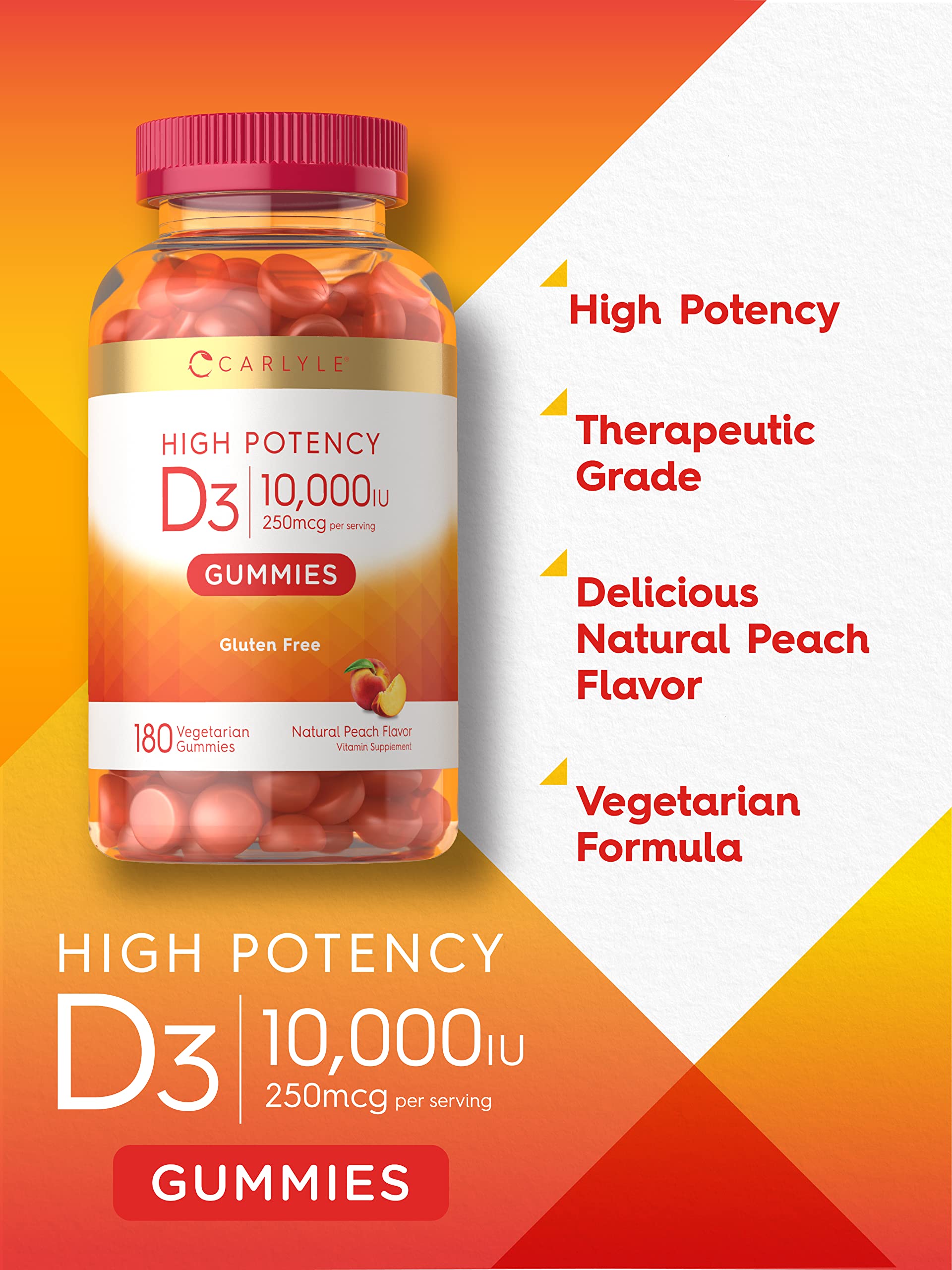 Carlyle Vitamin D3 Gummies | 10,000 iu | 180 Count | Vegetarian, Non-GMO Carlyle uk supplements