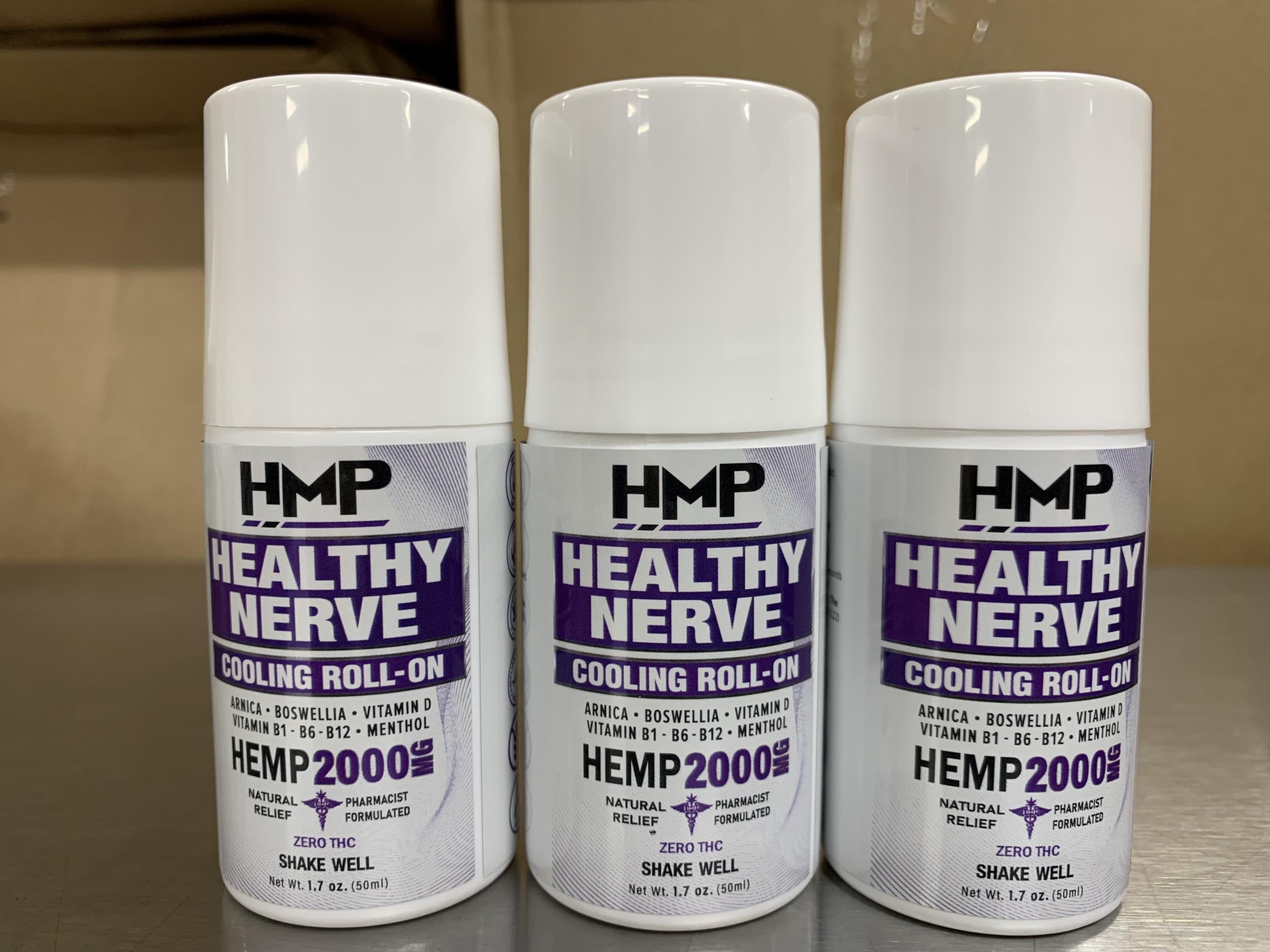 HMP Nerve Roll-On for Feet, Hands, Legs, Toes, Back 2000MG Hemp with Menthol & Arnica, Soothing Cooling Formula, Made in USA, 50ml (1 Pack) HMP BRANDS uk supplements
