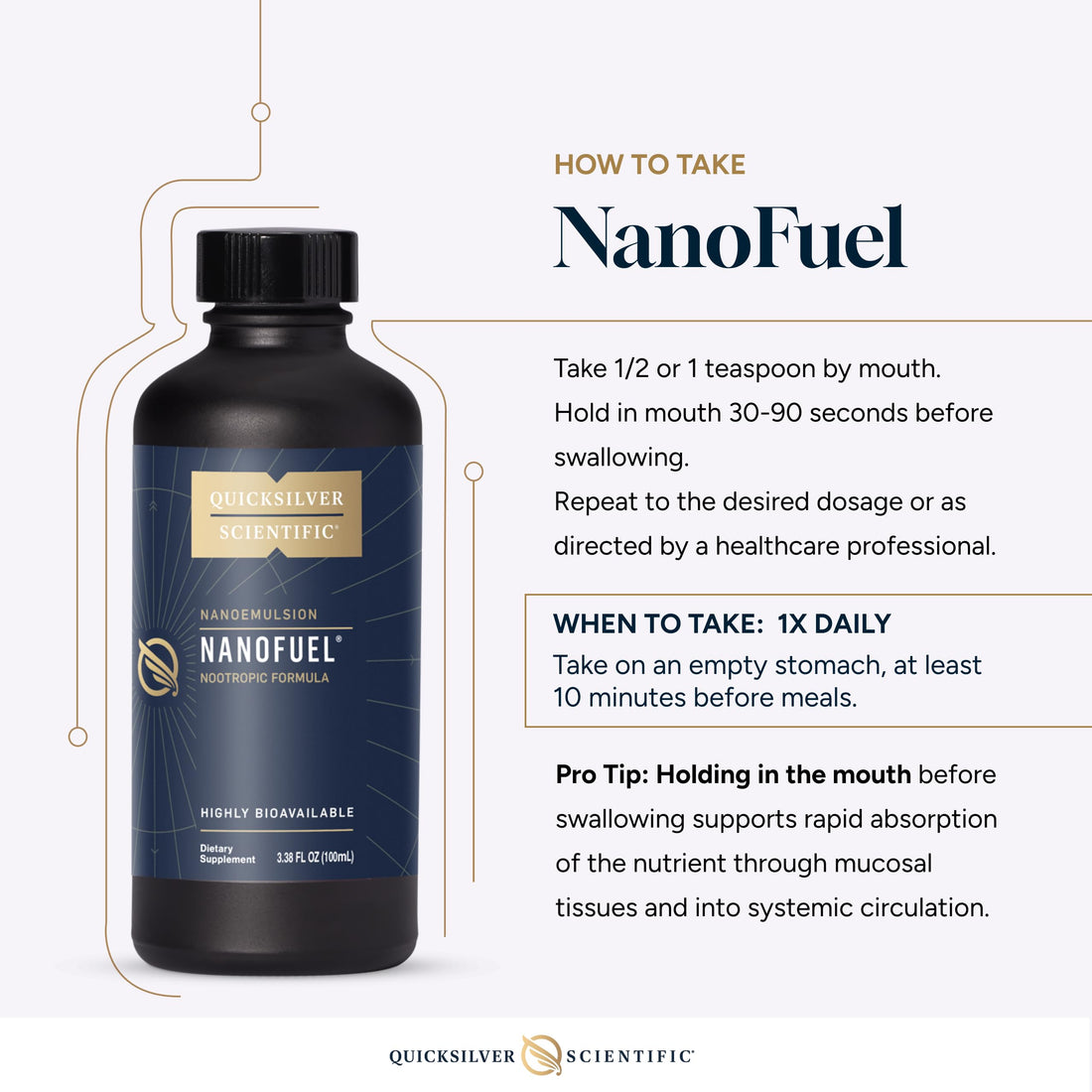 Quicksilver Scientific NanoFuel - Energy Support - Nootropic Formula Designed to Support Focus + Productivity (3.38oz / 100ml) Quicksilver Scientific uk supplements