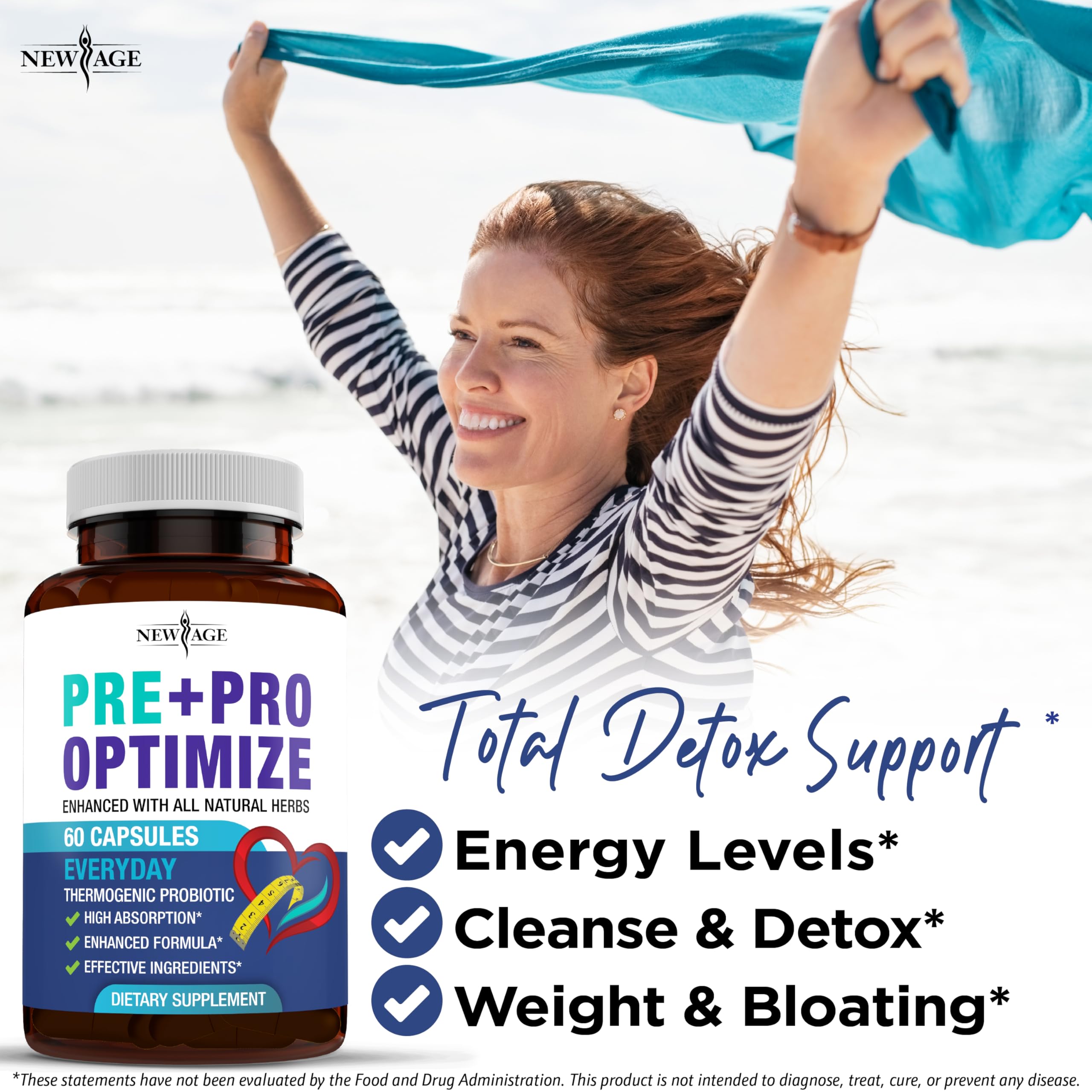 Pro Optimize Probiotics for Women, Menopause, 70 Billion CFU, Digestive Health - Relief for Bloating, Hot Flashes, Joint Support, Night Sweats - Gut Health & Metabolism - Dong Quai (120 (Pack of 2)) NEW AGE uk supplements