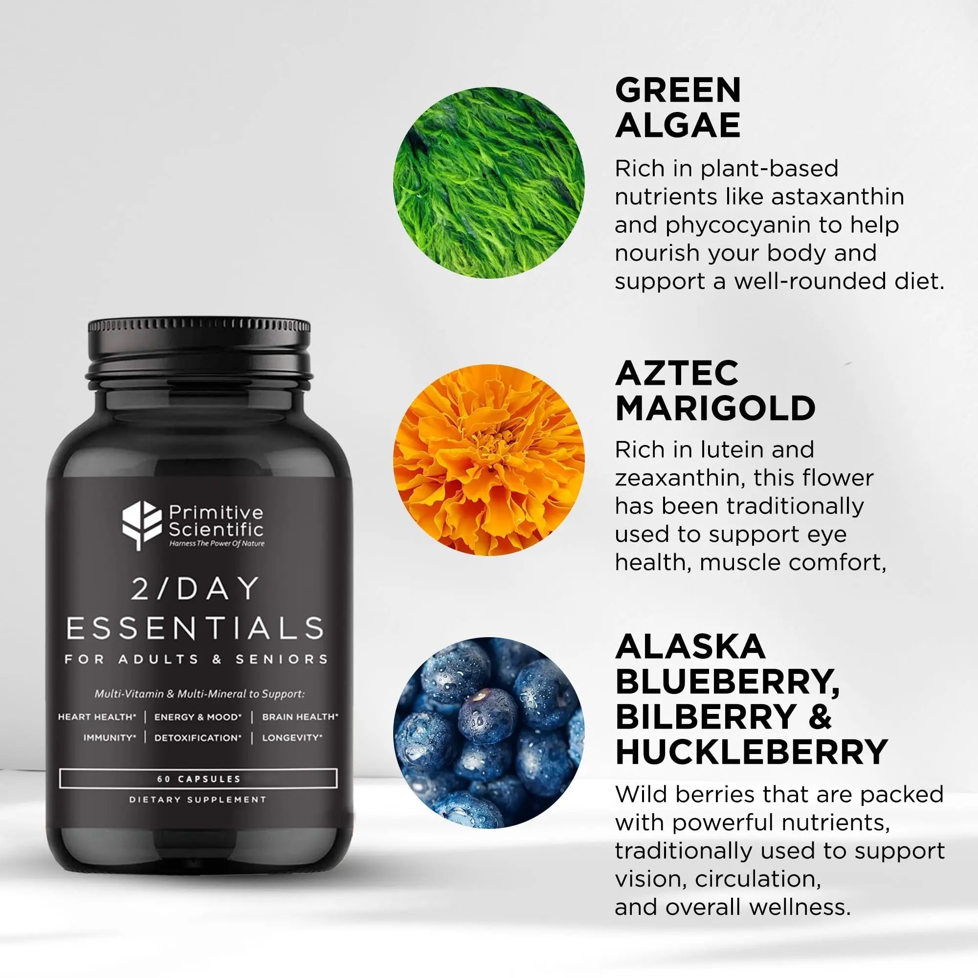 Primitive Scientific Whole Food Daily Essential Multivitamins for Adults and Seniors - 2X a Day - Vitamin A, C, D, E, B12 and Minerals Primitive Scientific uk supplements