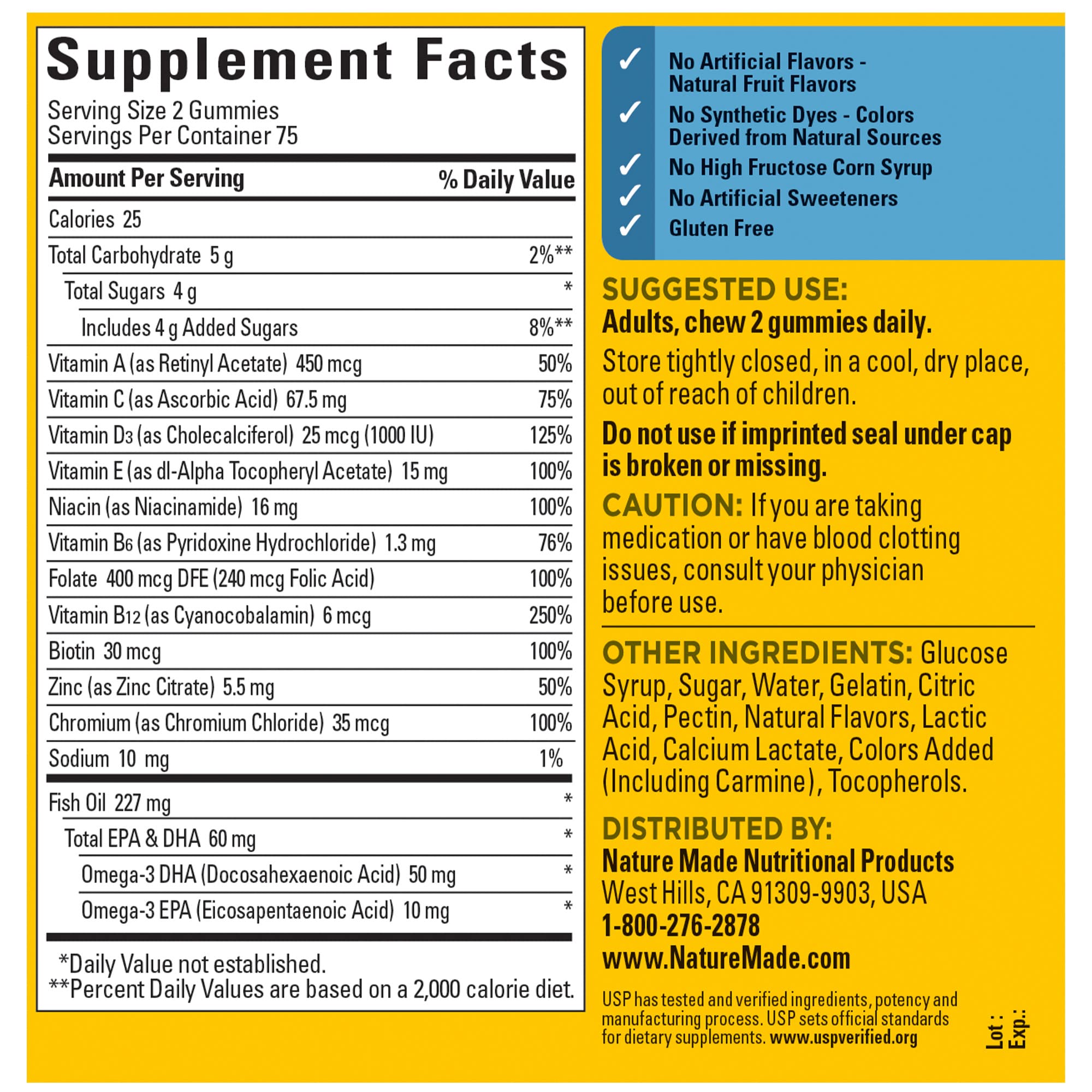 Nature Made Mens Multivitamin Gummies with Omega-3, Mens Gummy Multivitamins for Daily Nutritional Support, 150 Gummy Vitamins and Minerals Nature Made uk supplements