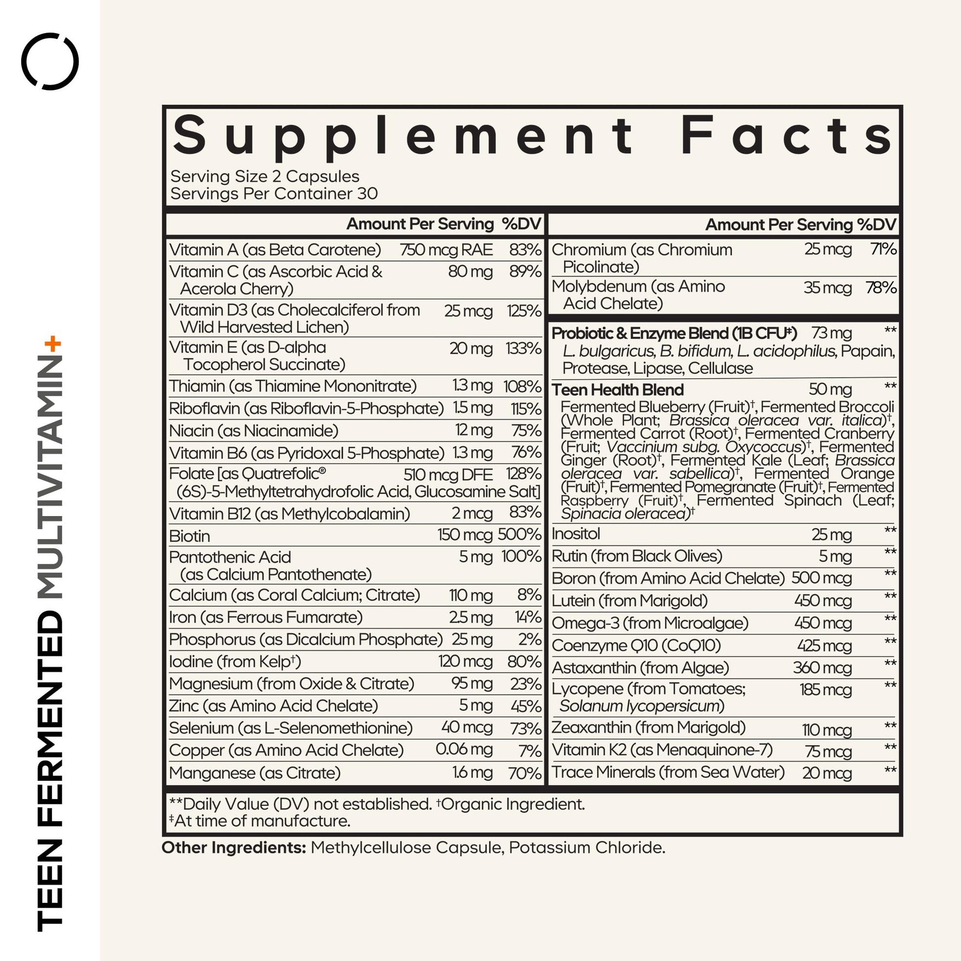 Codeage Teen Multivitamin Supplement – Daily Vitamins and Minerals for Teen Boys and Girls – Organic Whole Food Formula with Omega-3 and Vitamins A to K - 60 Capsules Codeage uk supplements