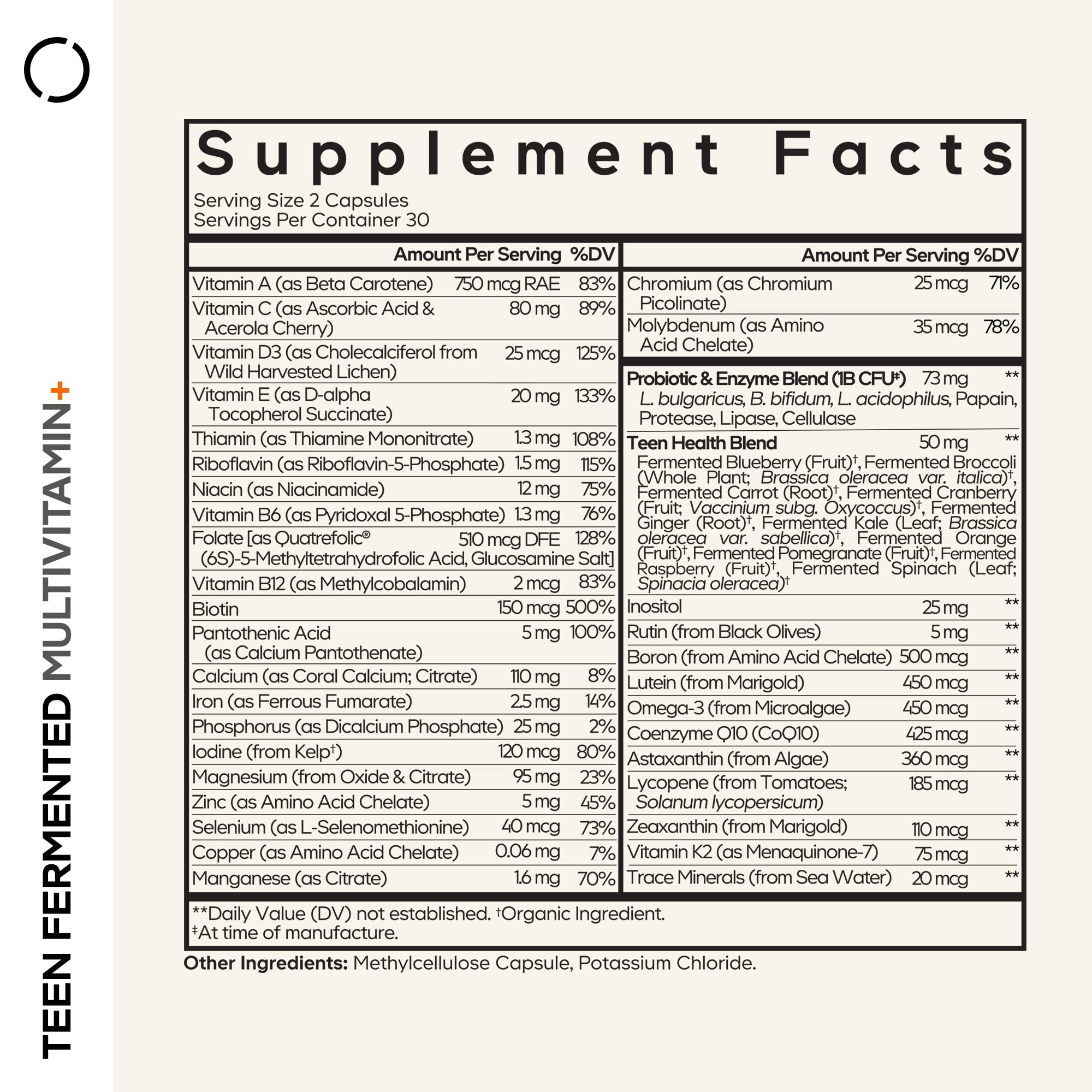Codeage Teen Multivitamin Supplement – Daily Vitamins and Minerals for Teen Boys and Girls – Organic Whole Food Formula with Omega-3 and Vitamins A to K - 60 Capsules Codeage uk supplements