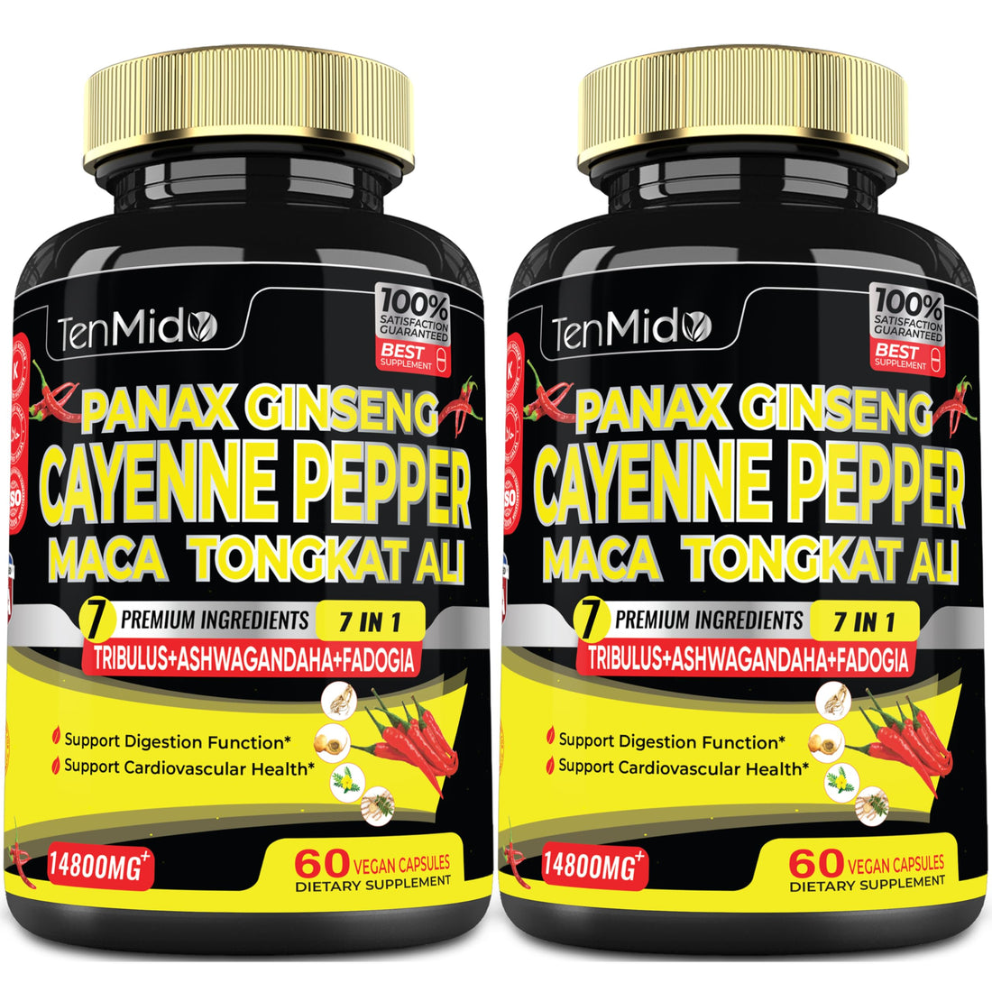 2 Packs 60 Caps 14800mg - Cayenne Pepper Supplements Extract Capsules - Tongkat Ali Tenmido uk supplements