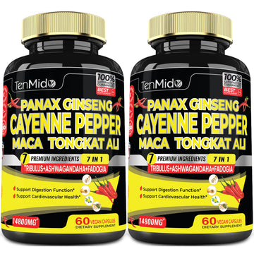 2 Packs 60 Caps 14800mg - Cayenne Pepper Supplements Extract Capsules - Tongkat Ali Tenmido uk supplements