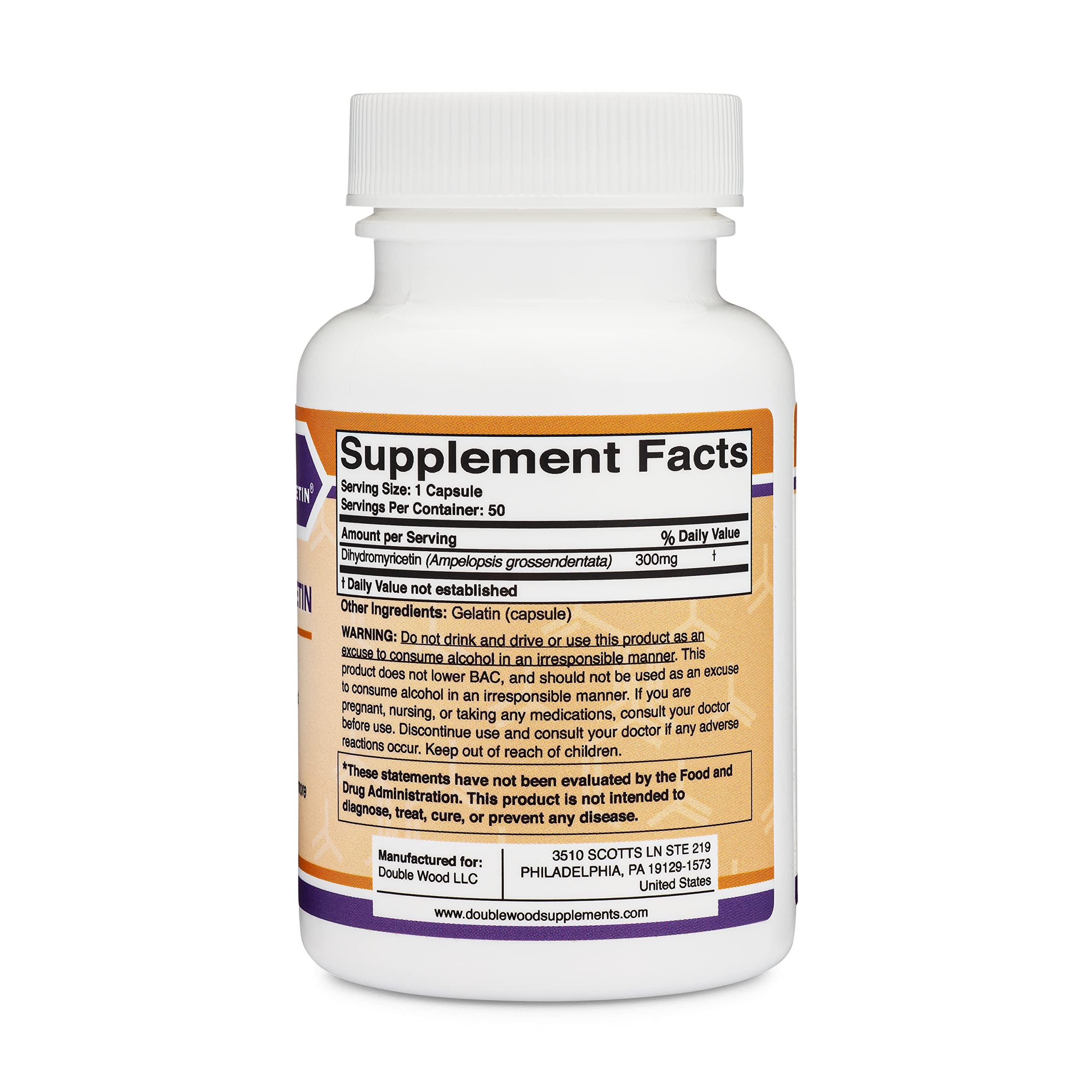 Dihydromyricetin (DHM) 50 Capsules, 300mg, Liver Support Supplement (Third Party Double Wood Supplements uk supplements