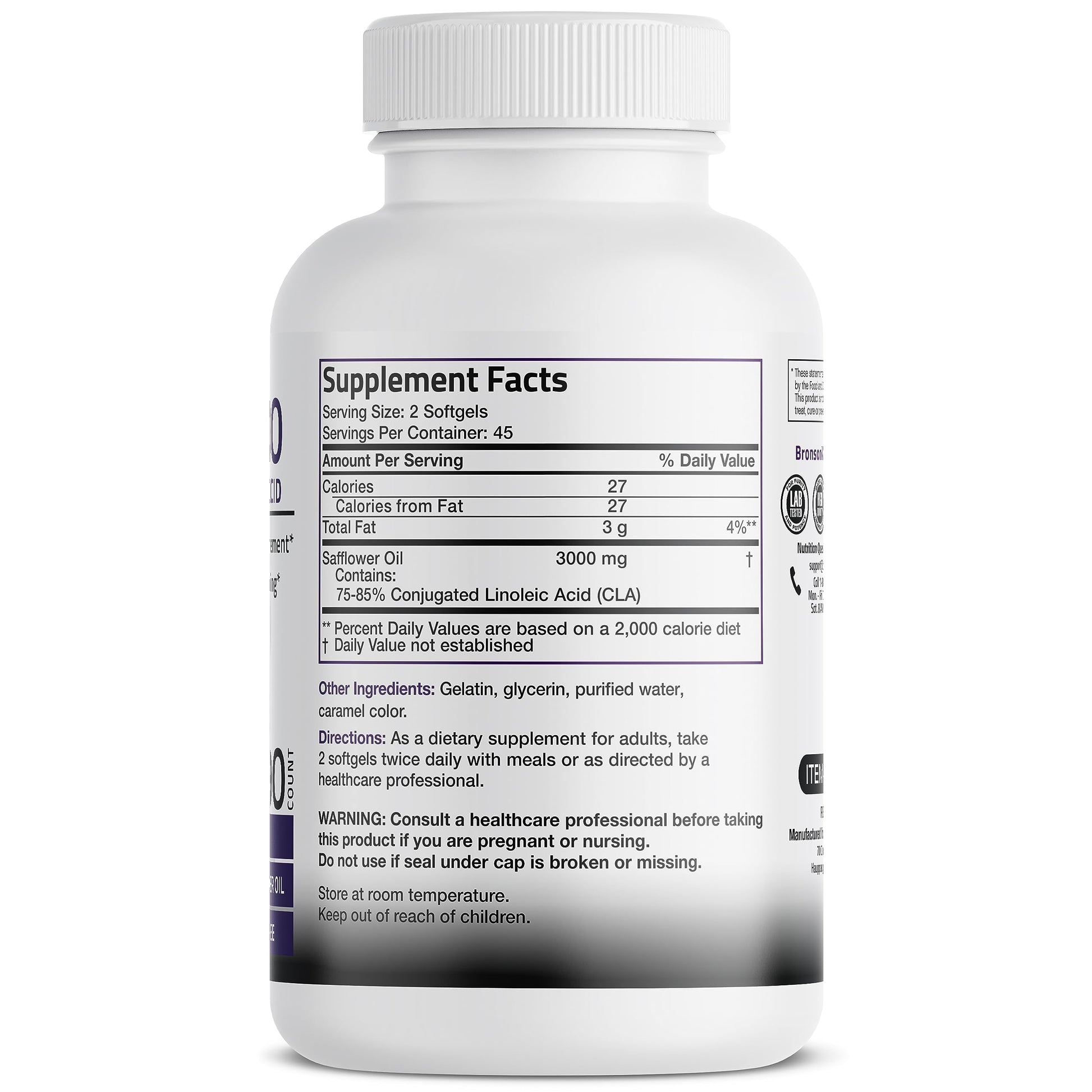 Bronson CLA 3000 Extra High Potency Supports Healthy Weight Managem Bronson uk supplements