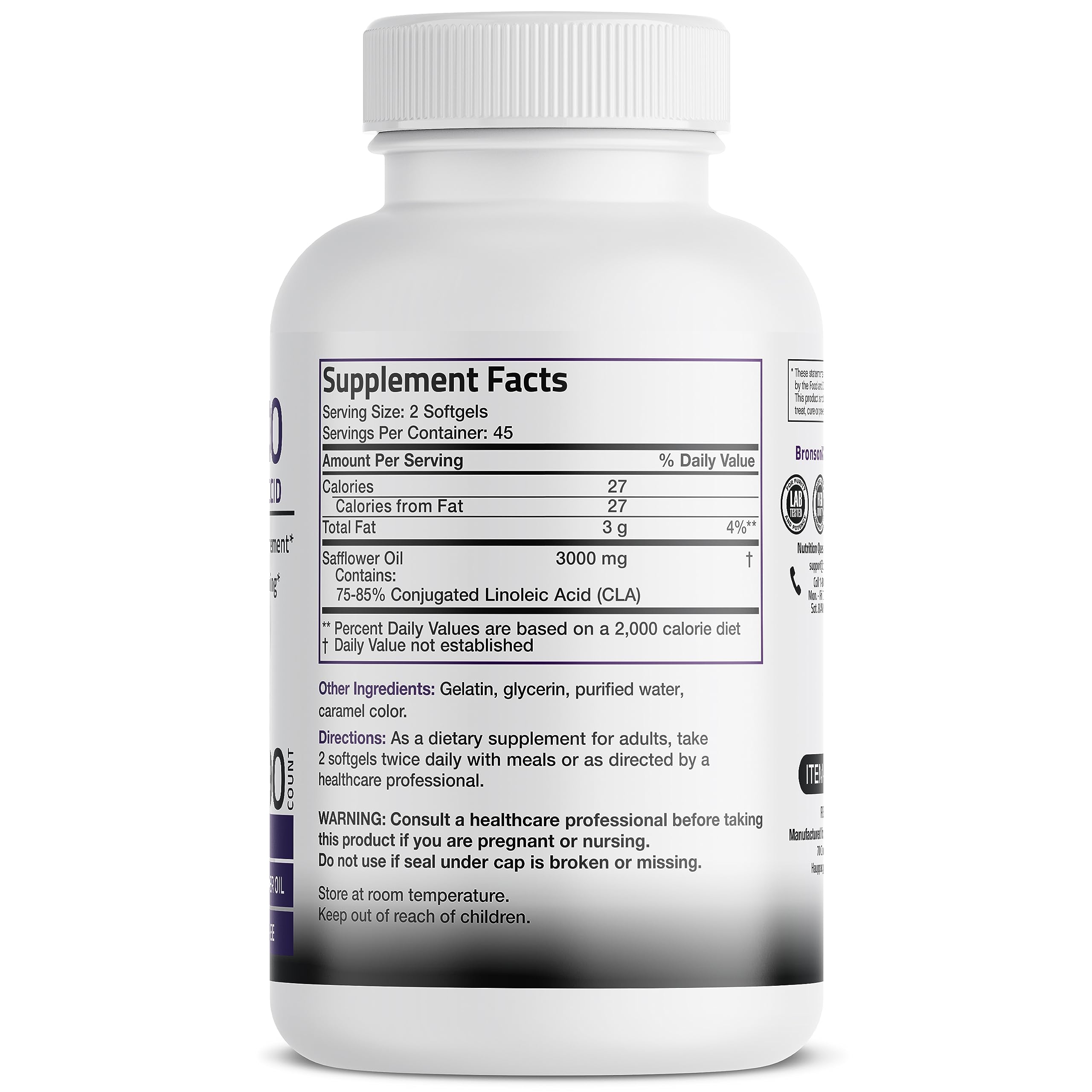 Bronson CLA 3000 Extra High Potency Supports Healthy Weight Managem Bronson uk supplements