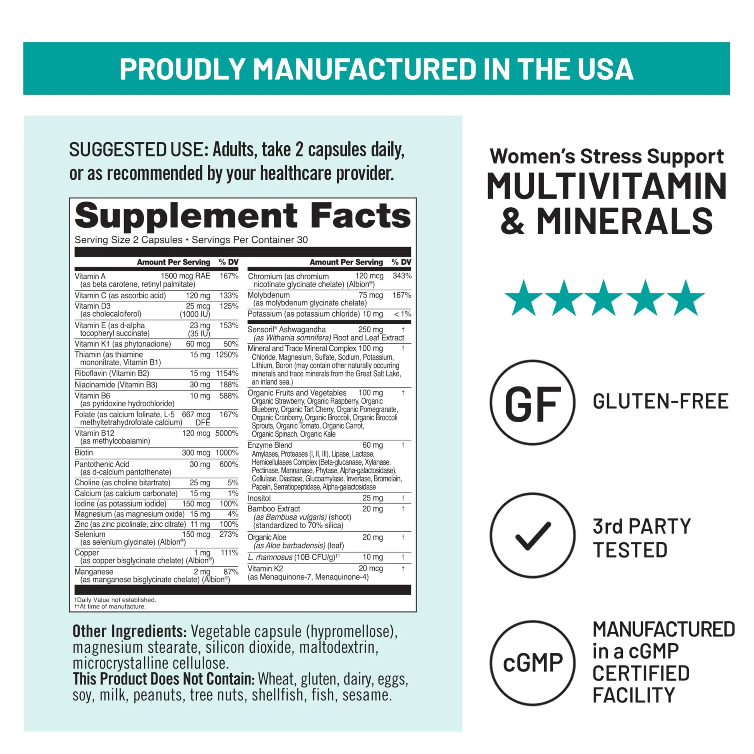 NatureWise [1 Multivitamin for Women Stress Support & Natural Minerals - 60 Capsules[30-Day Supply] + [1] Vitamin D3 5000iu + Organic Olive Oil - 30 Mini Softgels[30-Day Supply] NatureWise uk supplements