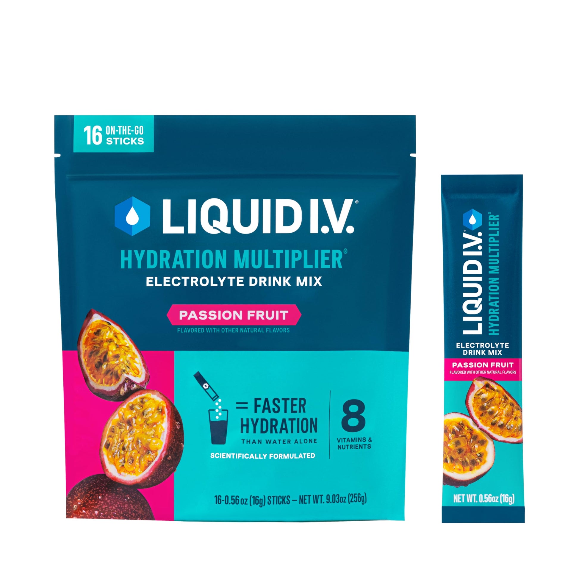 Liquid I.V.® Hydration Multiplier - Passion Fruit | Electrolyte Powder Drink Mix | 1 Pack (16 Servings) Liquid I.V. uk supplements