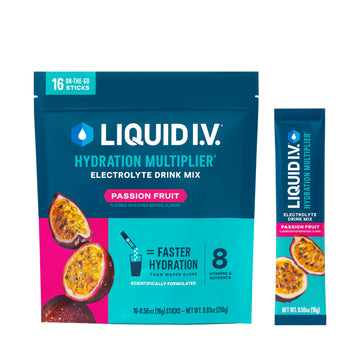 Liquid I.V.® Hydration Multiplier - Passion Fruit | Electrolyte Powder Drink Mix | 1 Pack (16 Servings) Liquid I.V. uk supplements
